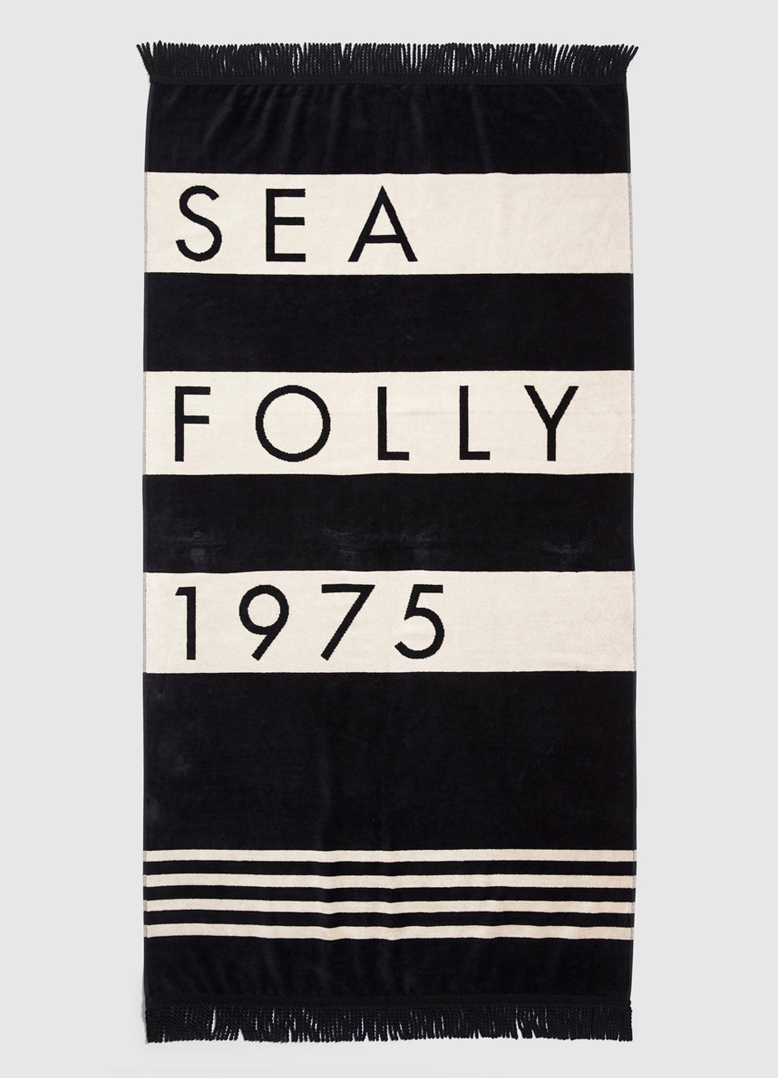 Folly Stripe Towel - Black - Black