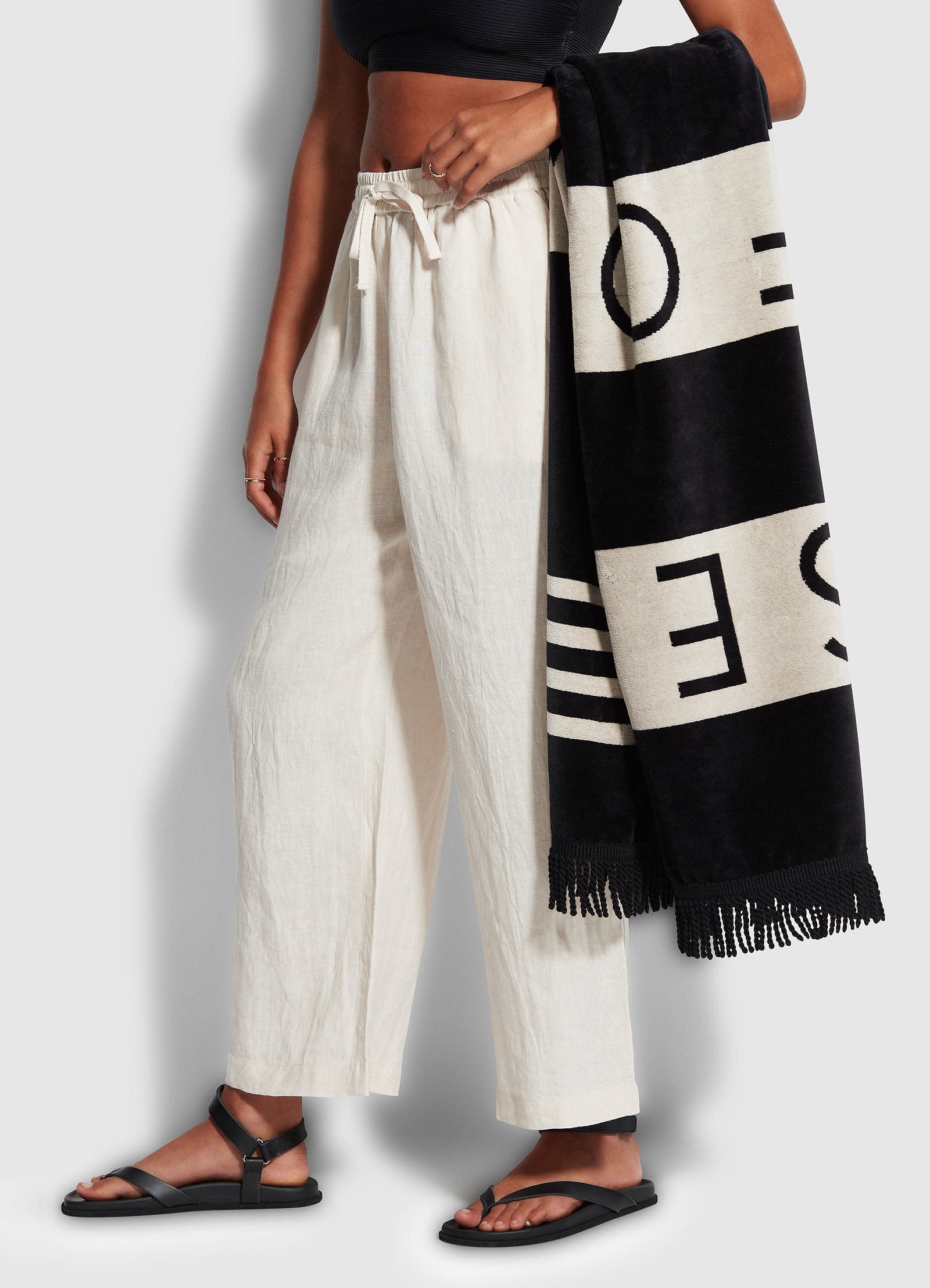 Folly Stripe Towel - Black - Black view 5