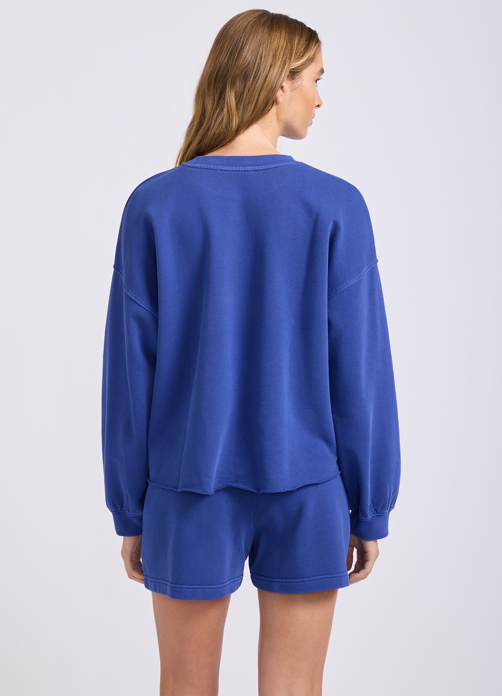 French Terry Puff Sleeve Sweatshirt - Blue Indigo view 4