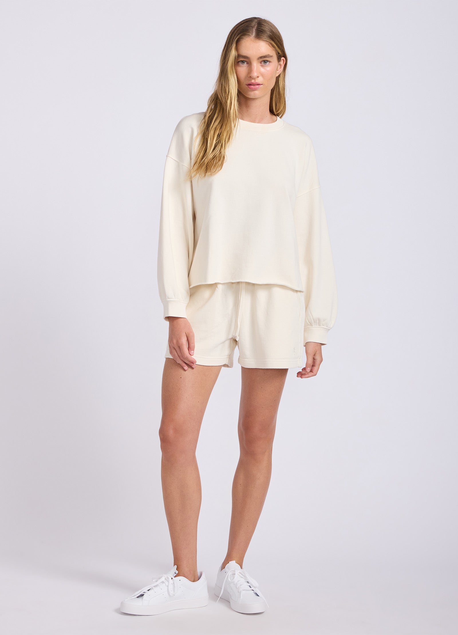 French Terry Puff Sleeve Sweatshirt - Ecru