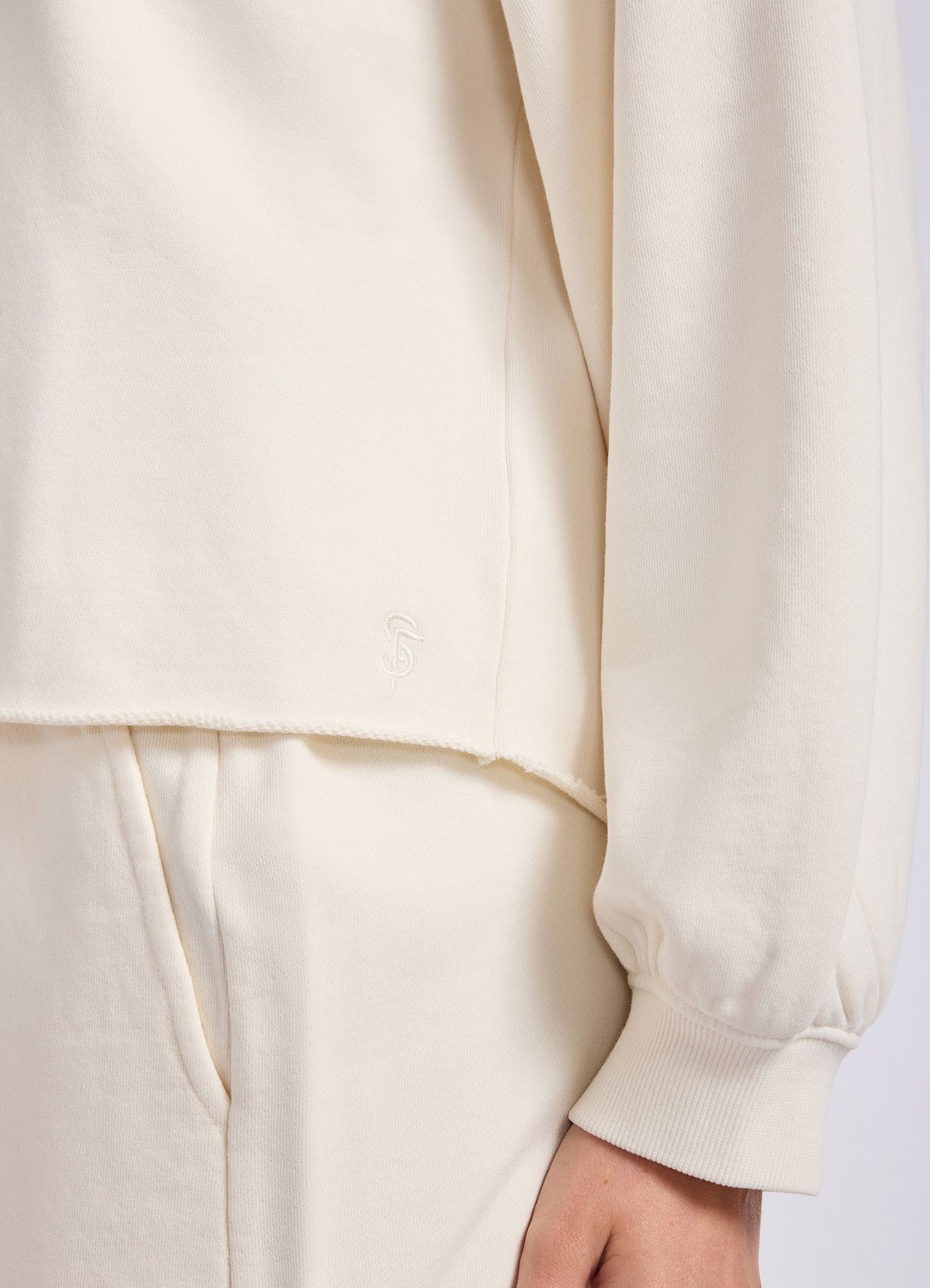 French Terry Puff Sleeve Sweatshirt - Ecru view 5