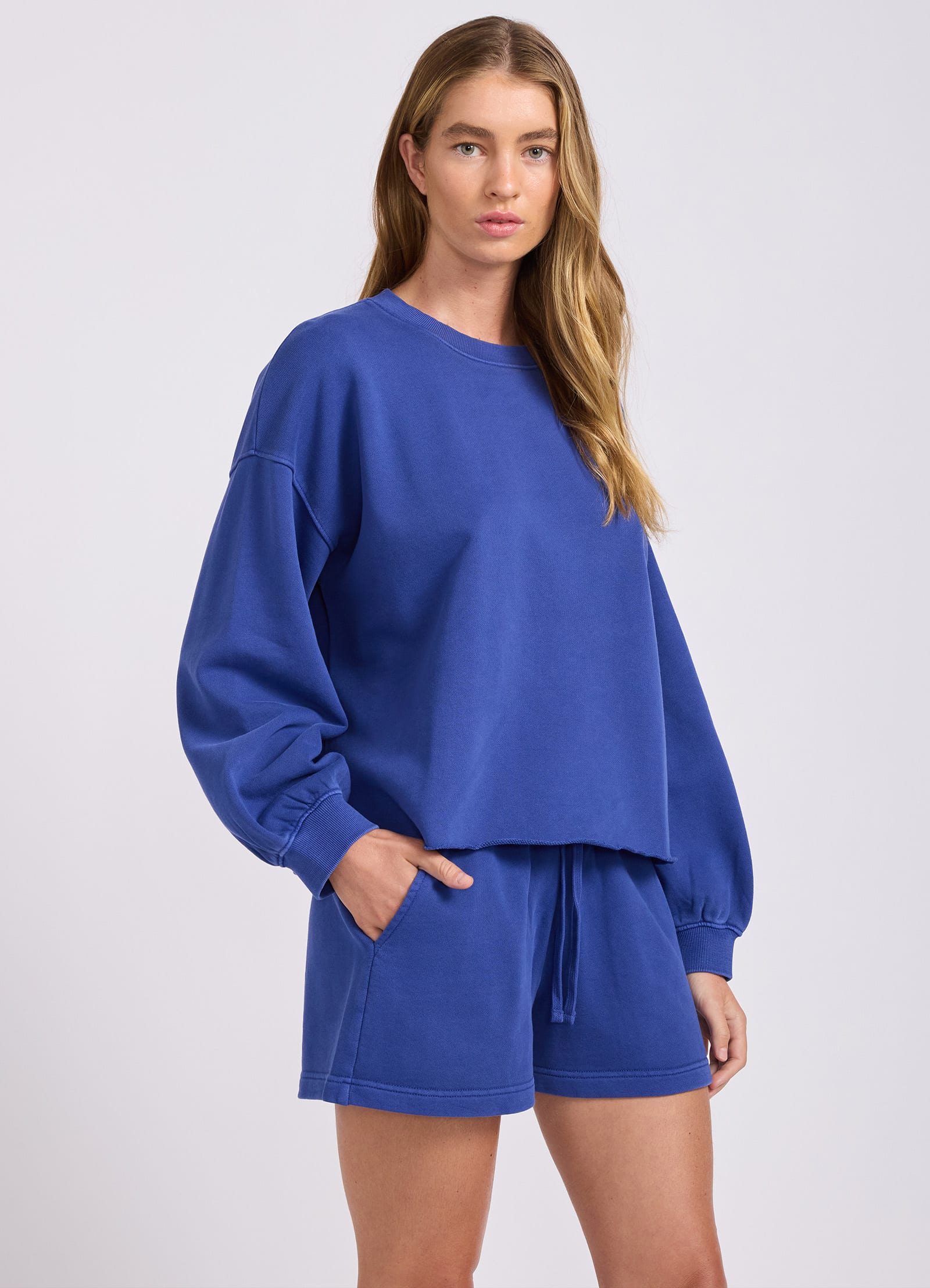 French Terry Shorts - Blue Indigo view 3