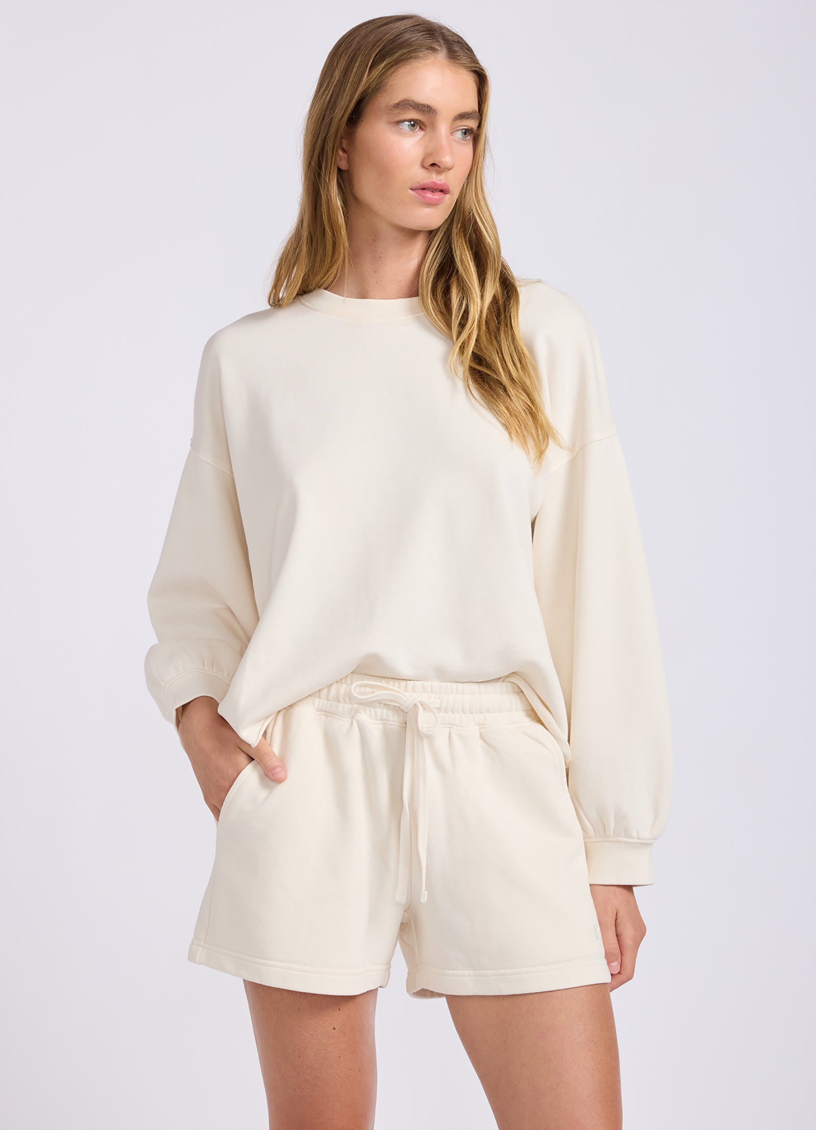 French Terry Shorts - Ecru view 2