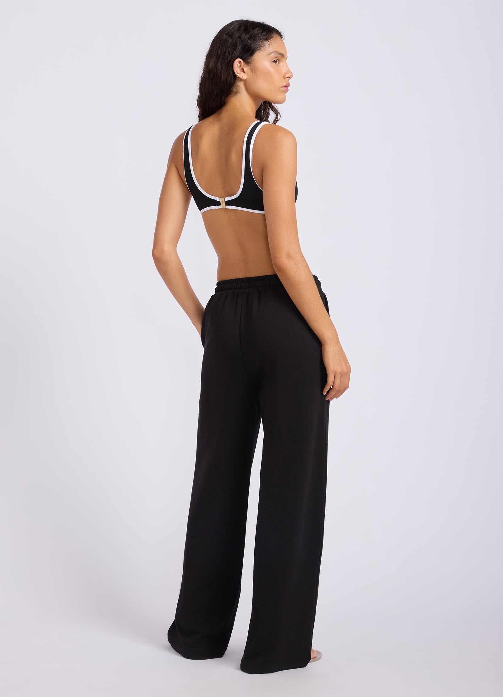 French Terry Wide Leg Pant - Black view 3