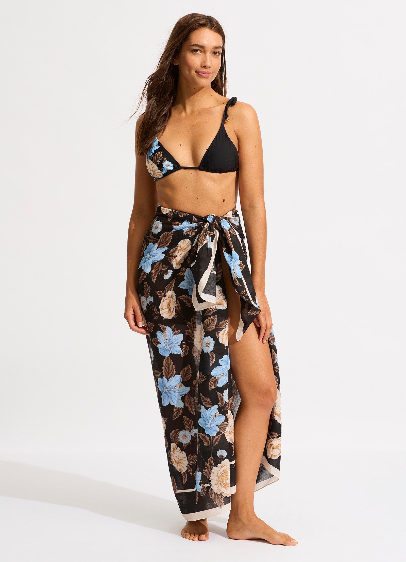 Garden Party Sarong - Black - Black
