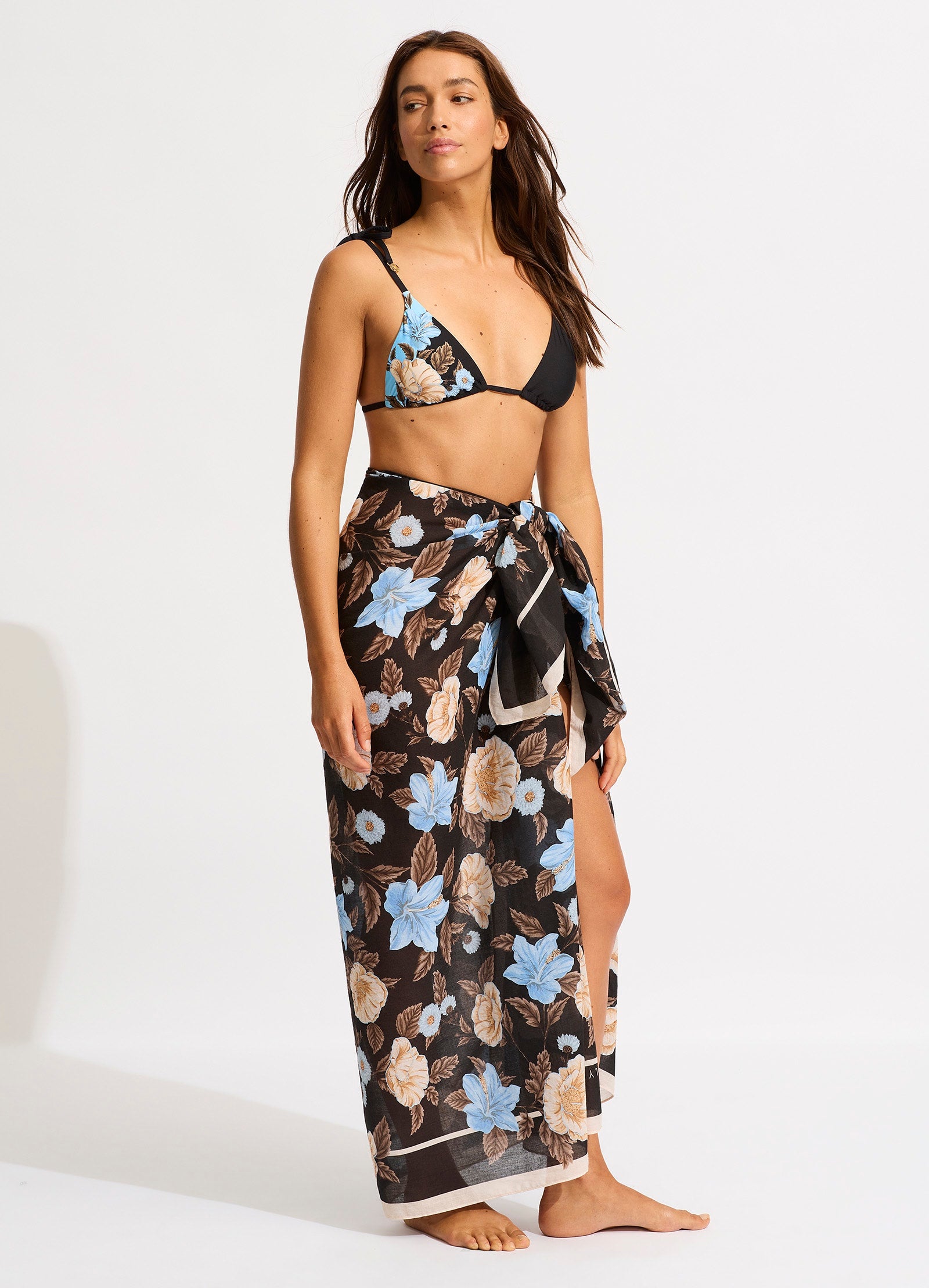 Garden Party Sarong - Black - Black view 2