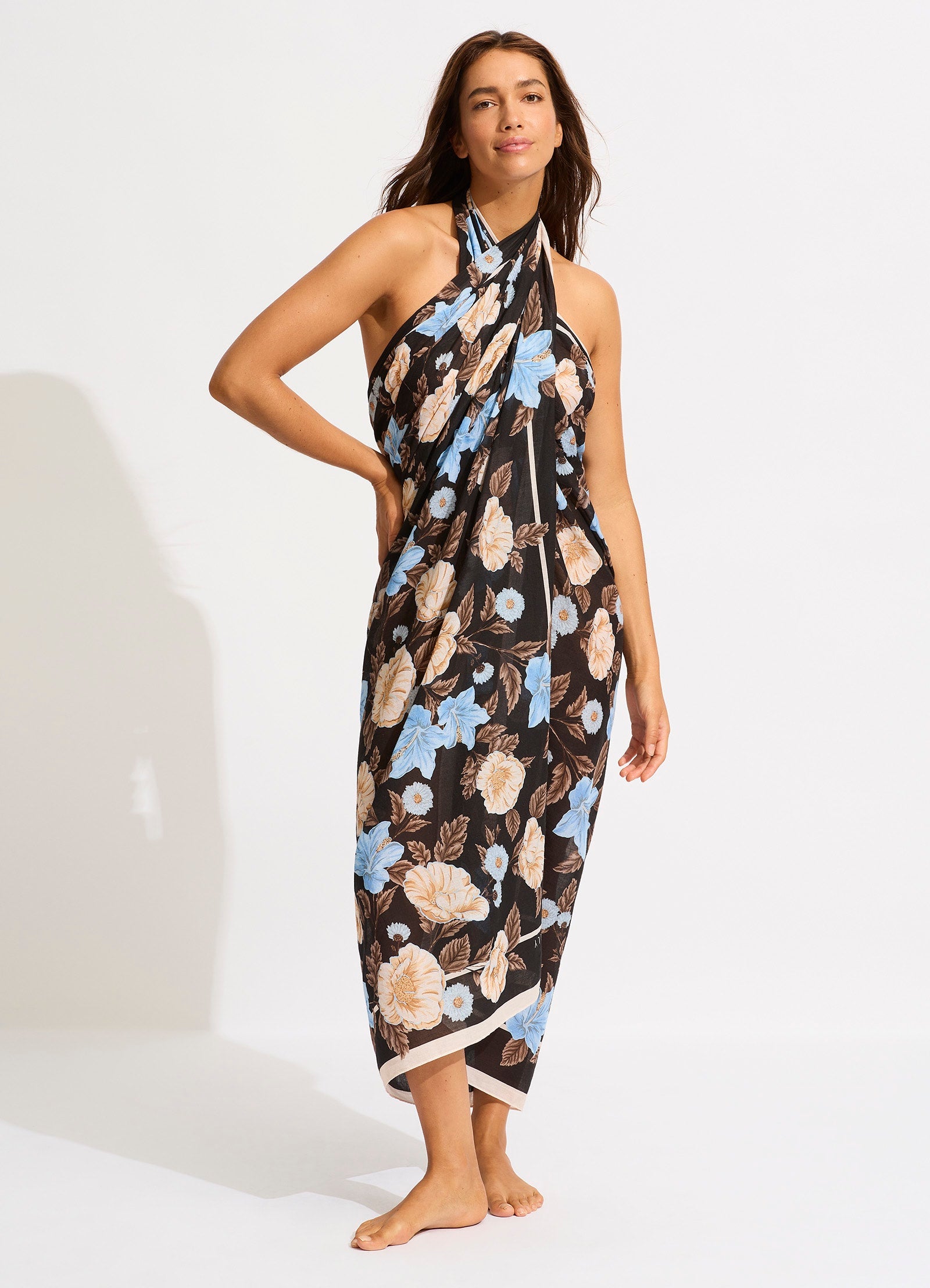 Garden Party Sarong - Black - Black view 5