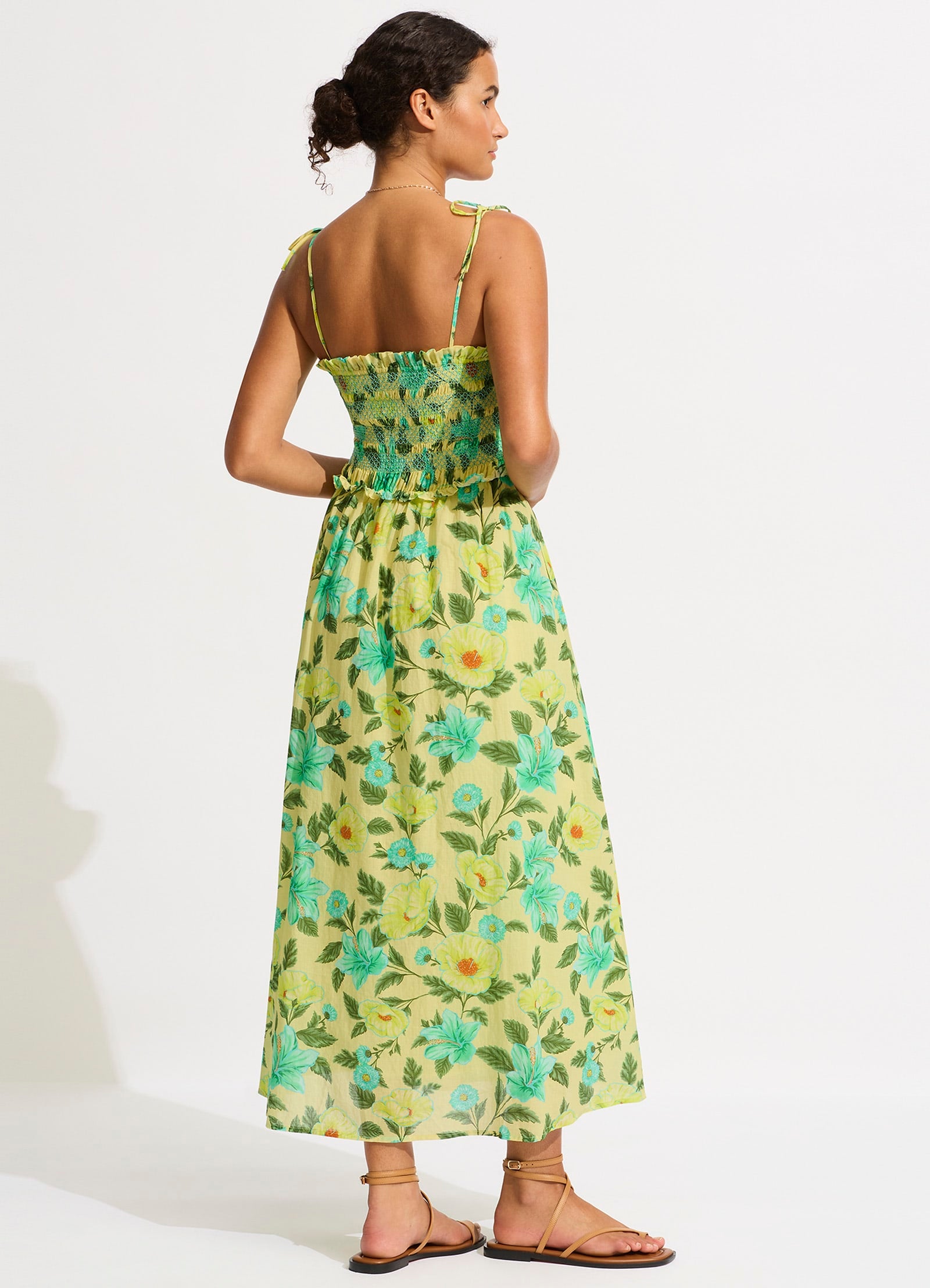 Garden Party Smocking Midi Dress - Lime Light - Limelight view 3