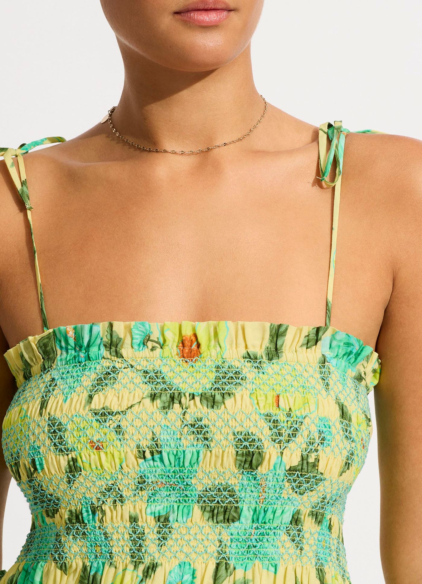 Garden Party Smocking Midi Dress - Lime Light - Limelight view 4