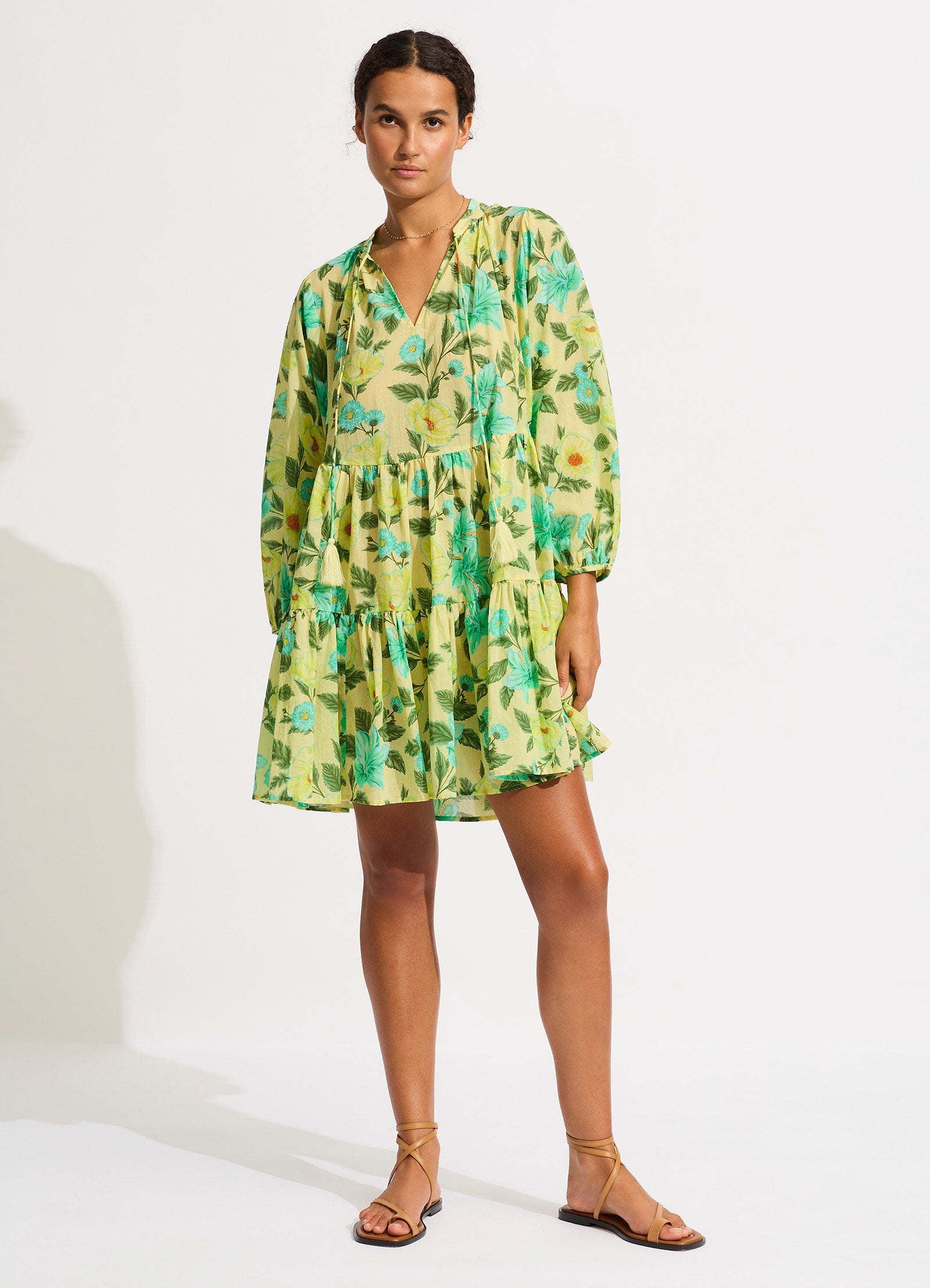 Garden Party Tiered Mini Dress - Lime Light - Limelight