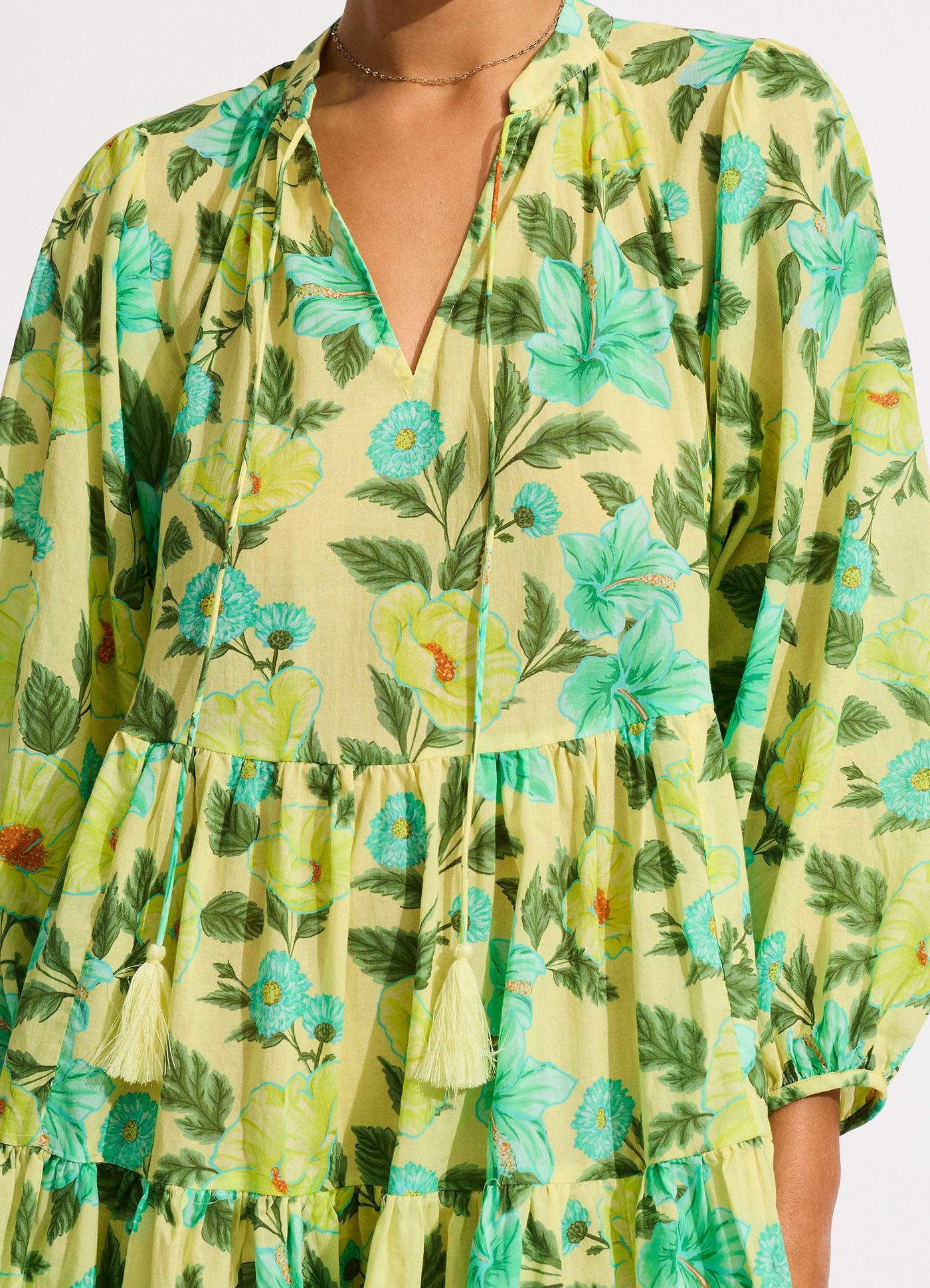 Garden Party Tiered Mini Dress - Lime Light - Limelight view 4