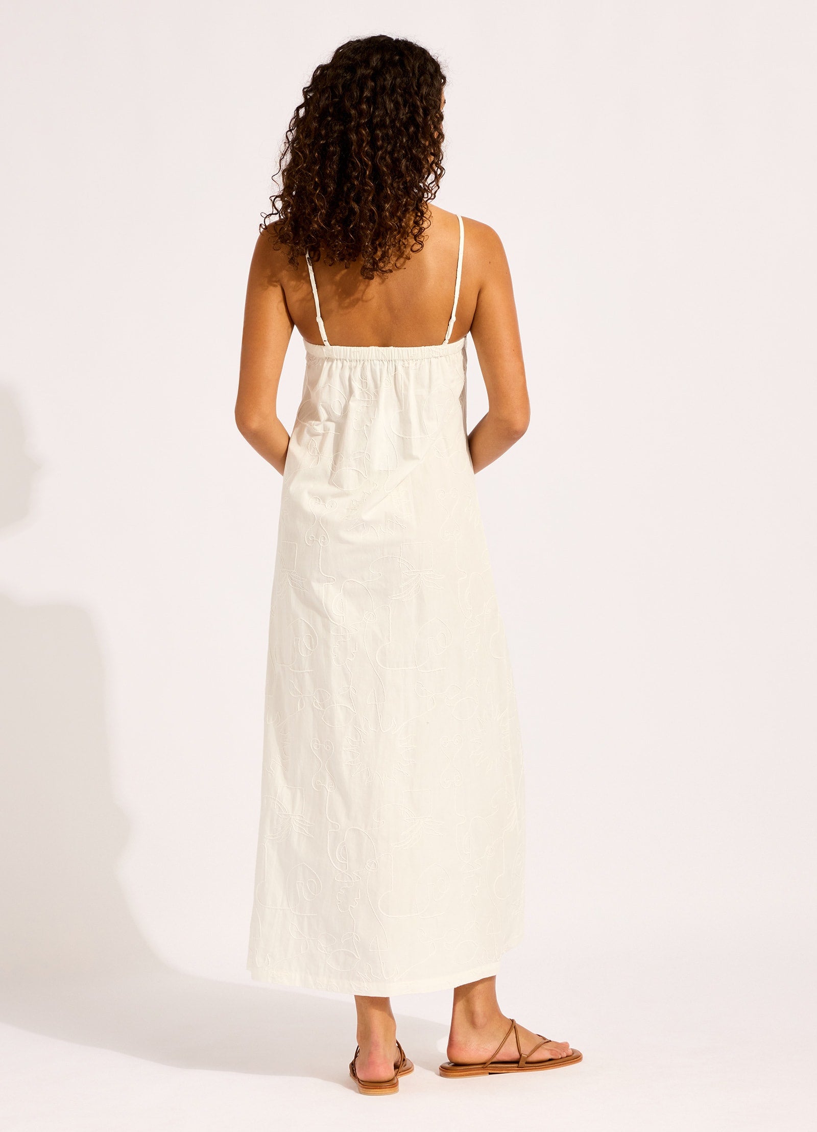 Gathered Strap Maxi Dress - White view 3
