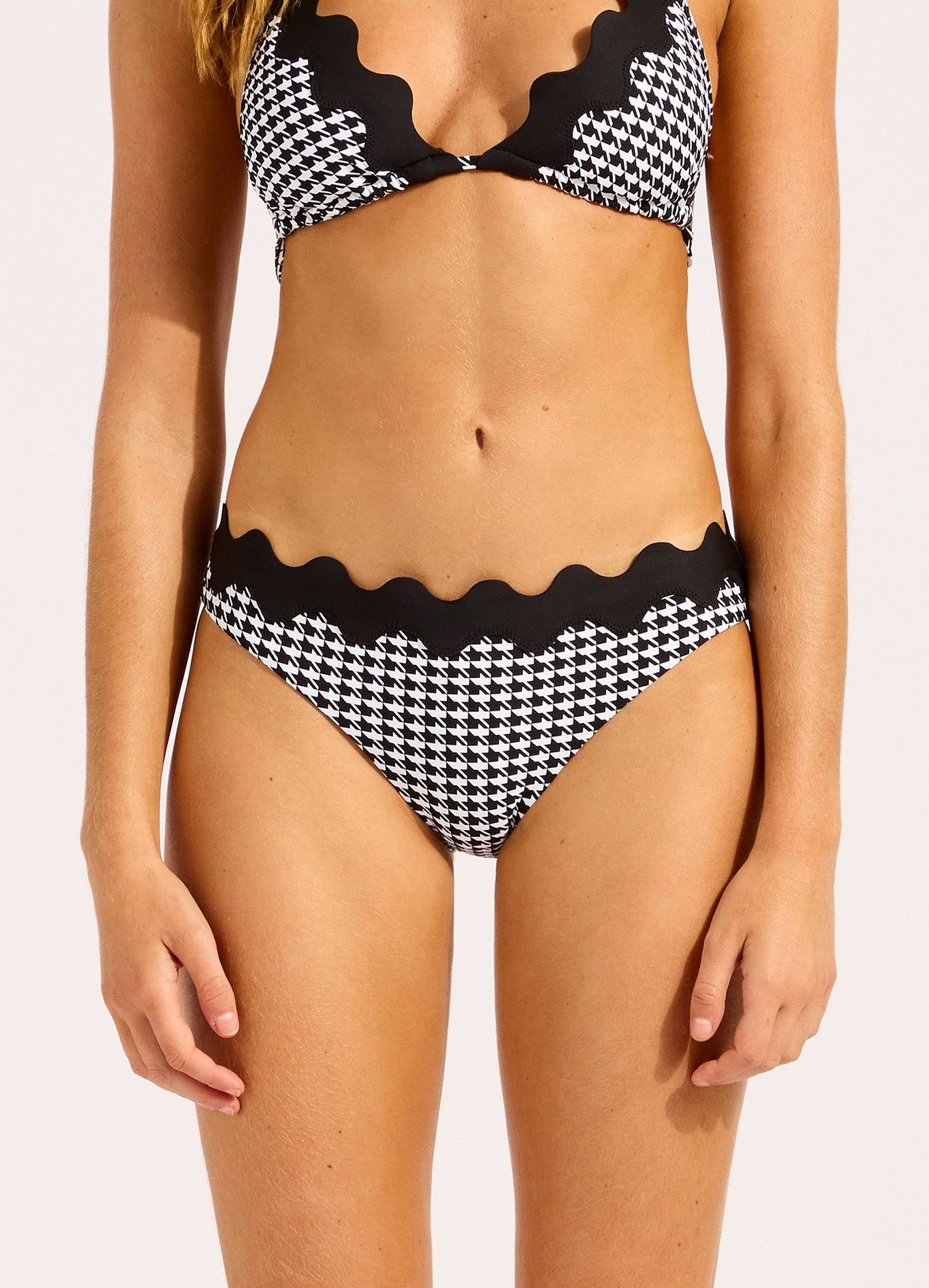 Gia Check Ric Rac Hipster Bikini Bottom - Black view 2