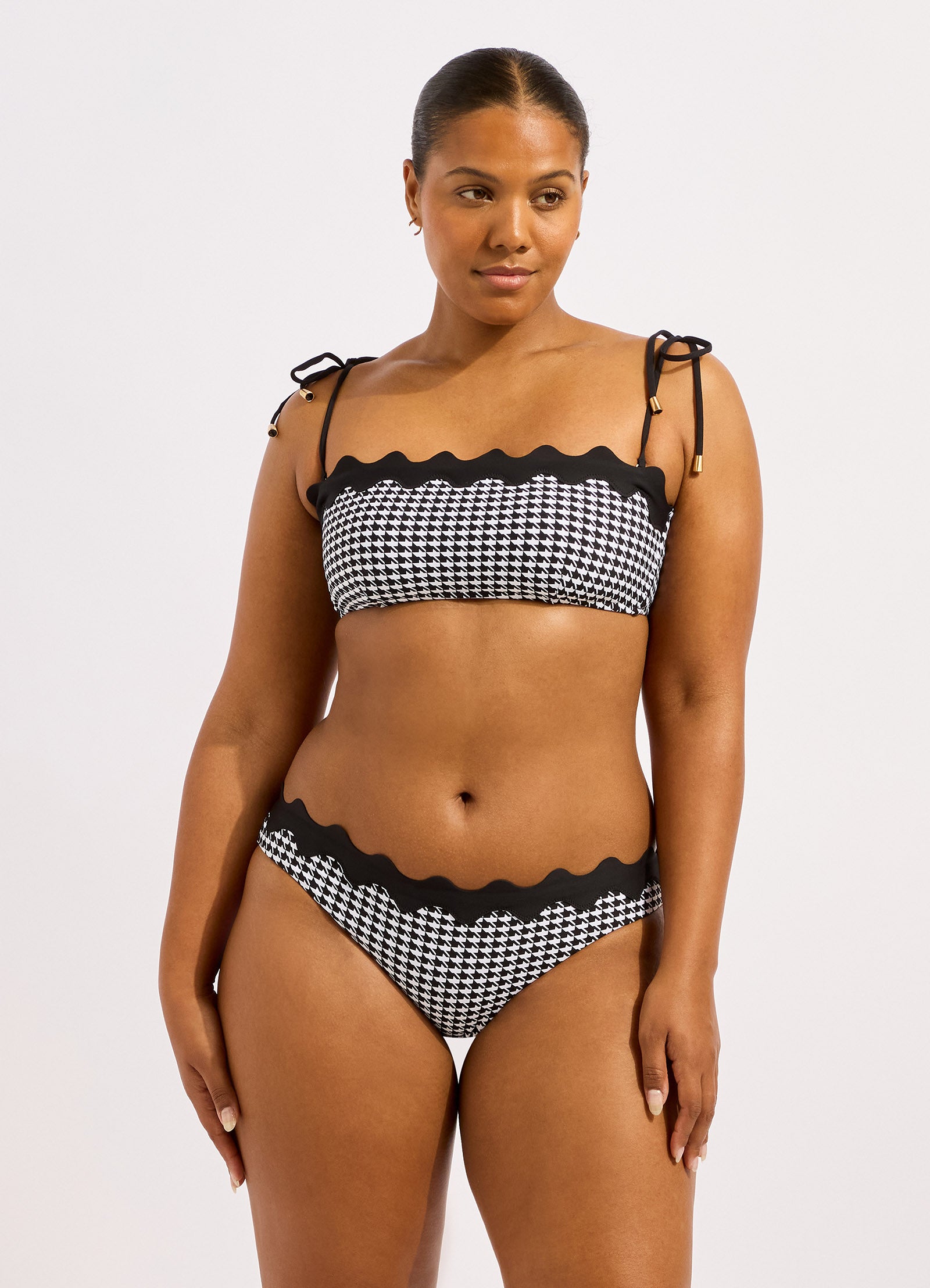 Gia Check Ric Rac Hipster Bikini Bottom - Black view 6