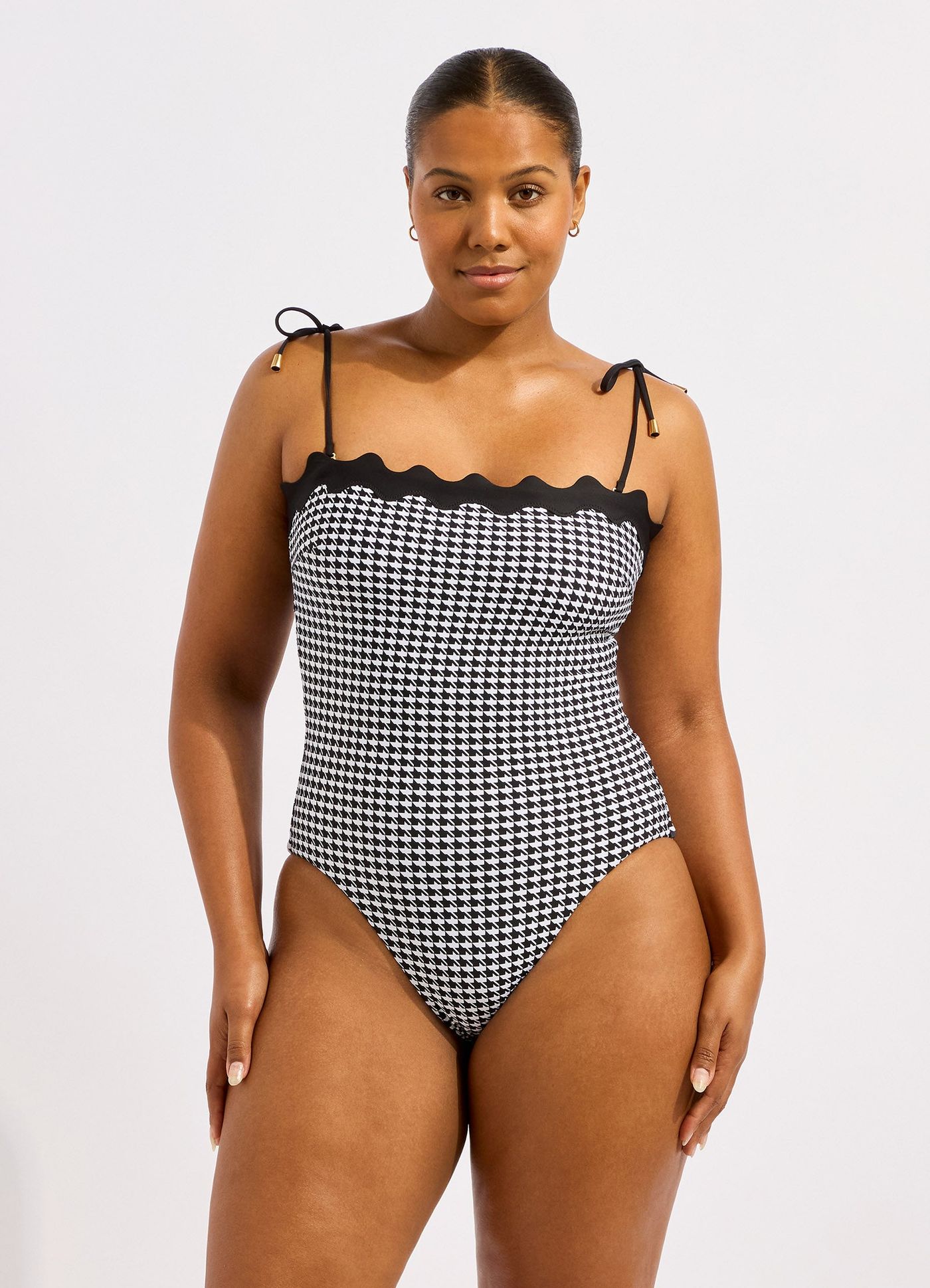 Gia Check Ric Rac One Piece Swimsuit - Black