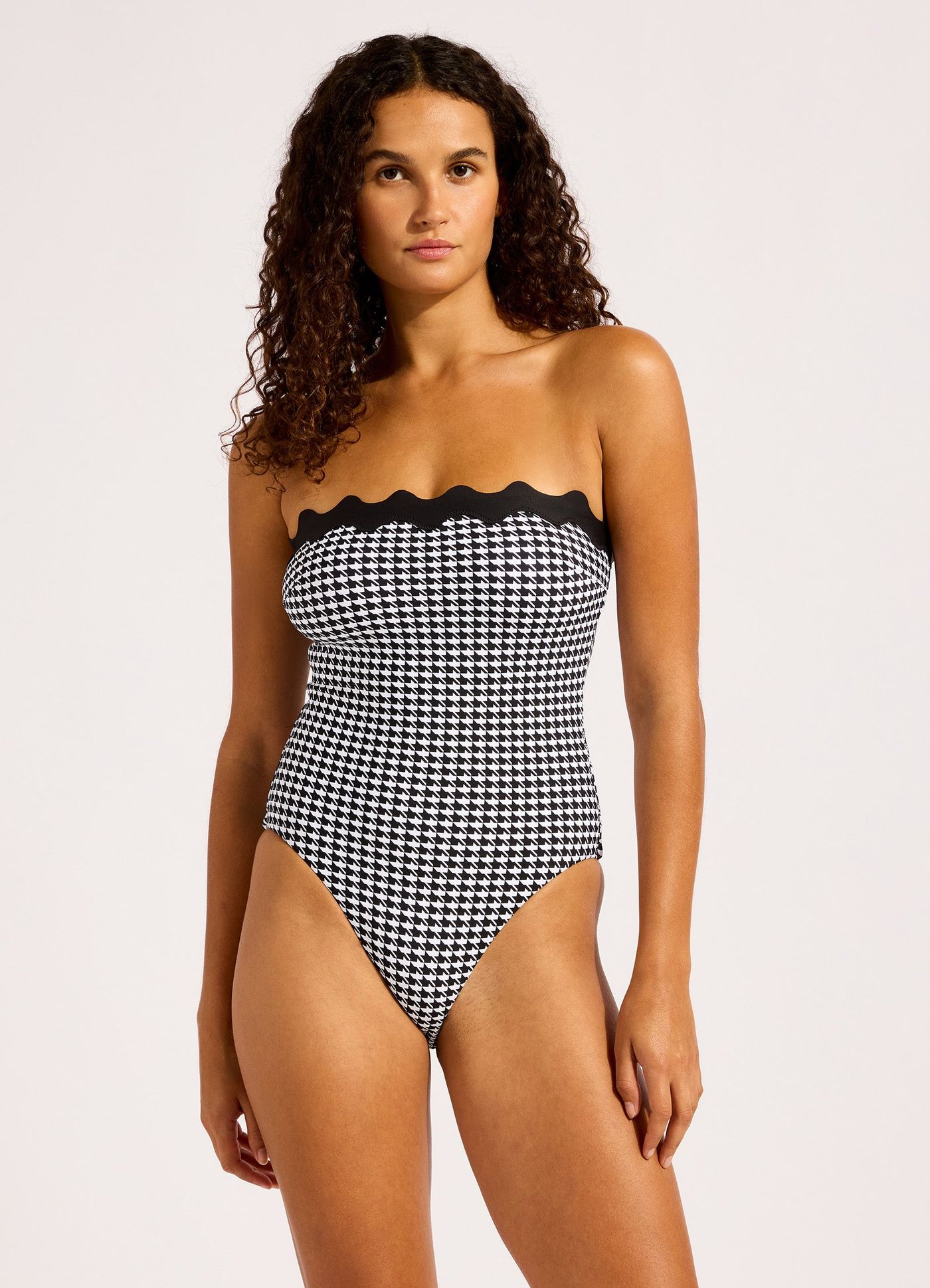 Gia Check Ric Rac One Piece Swimsuit - Black view 2
