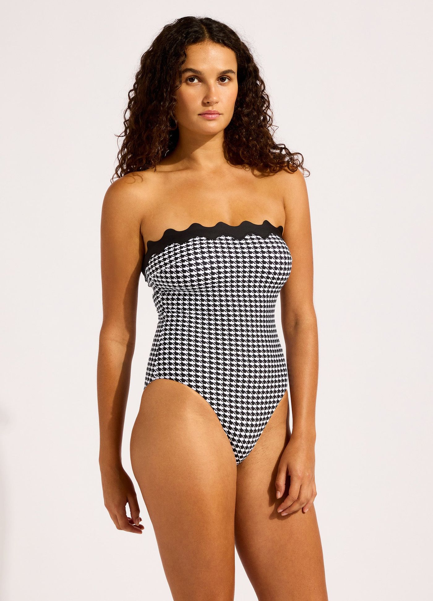 Gia Check Ric Rac One Piece Swimsuit - Black view 3