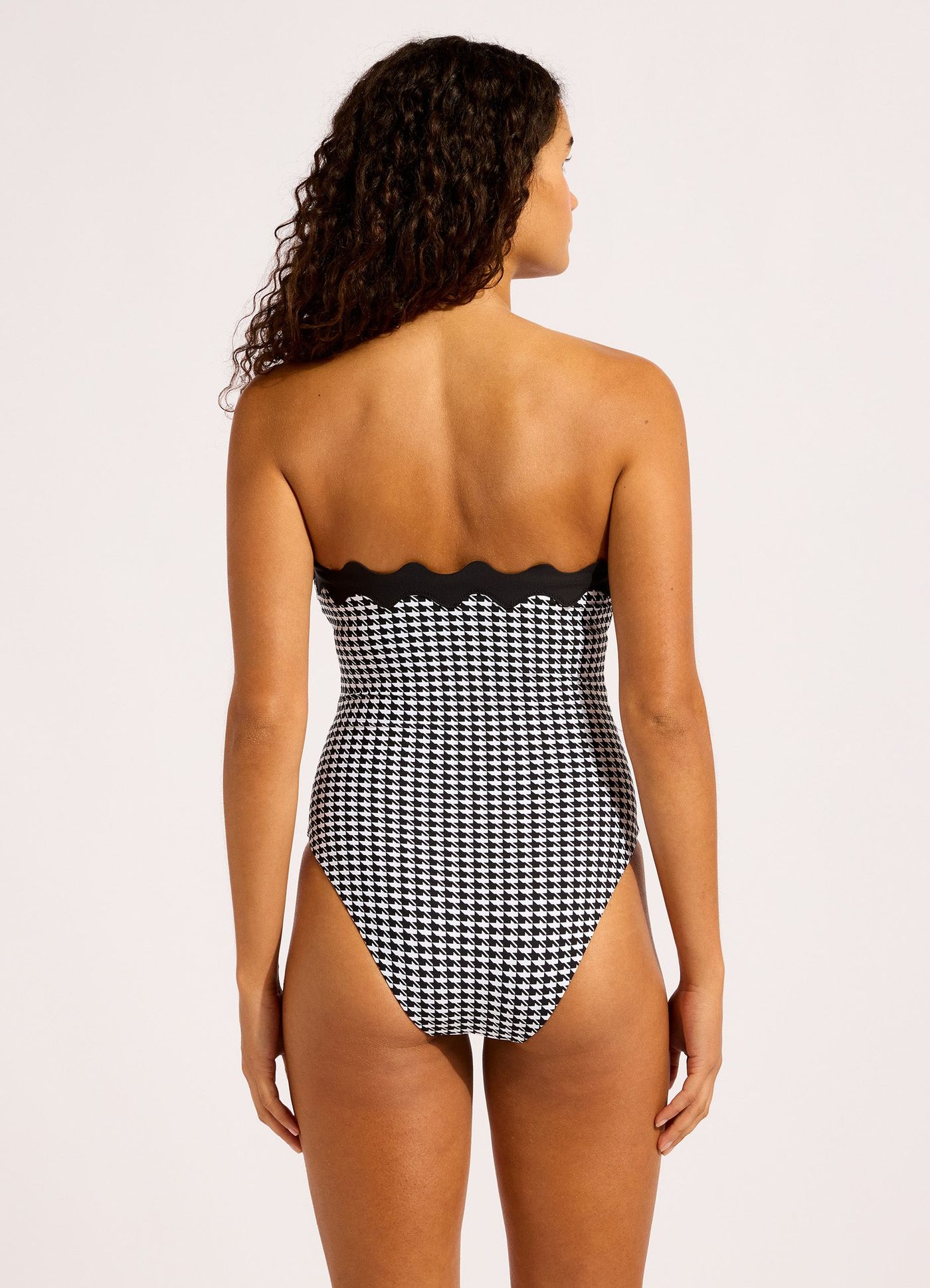 Gia Check Ric Rac One Piece Swimsuit - Black view 4