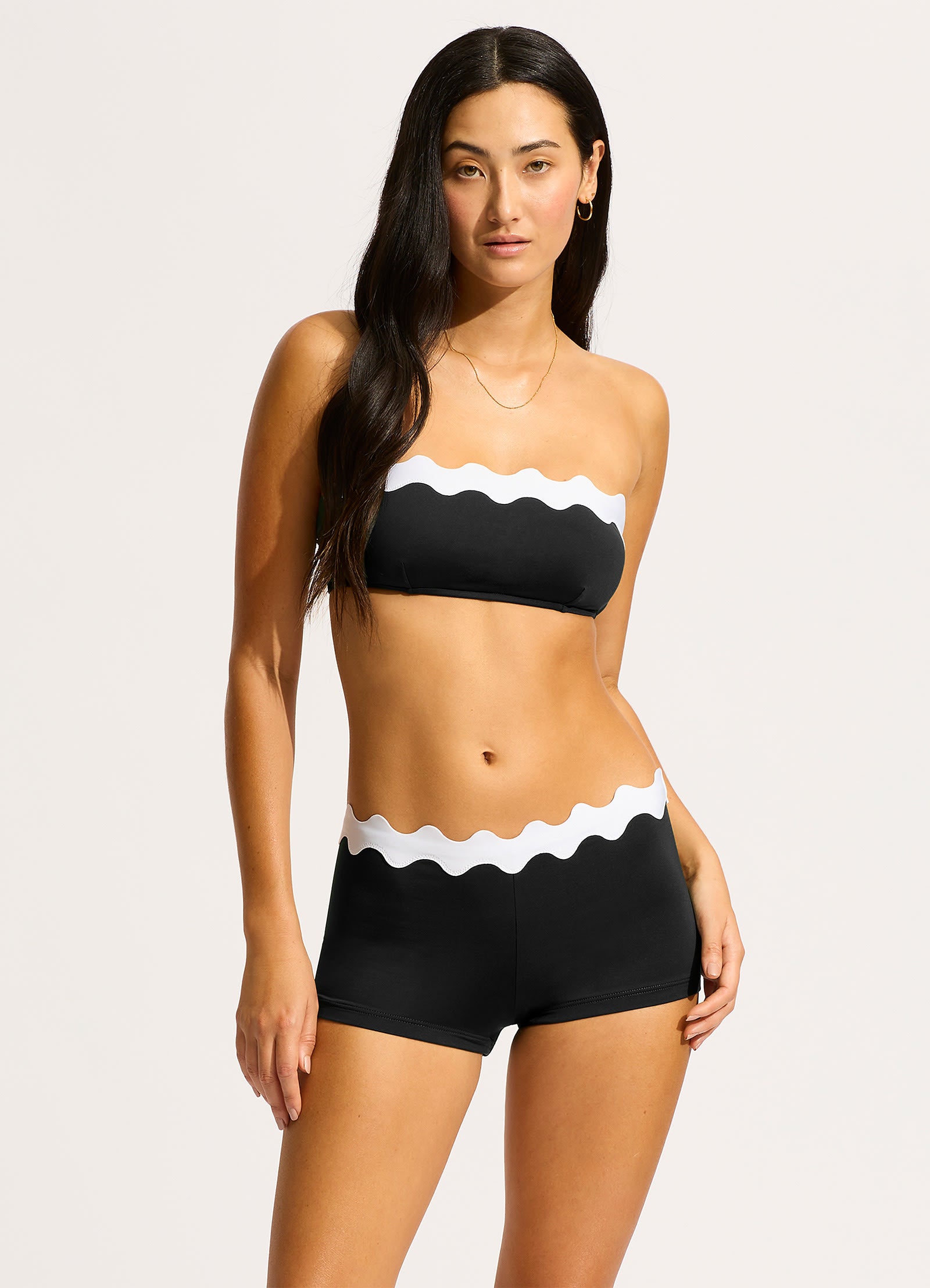 Gia Ric Rac Boyleg Bikini Bottom - Black - Black