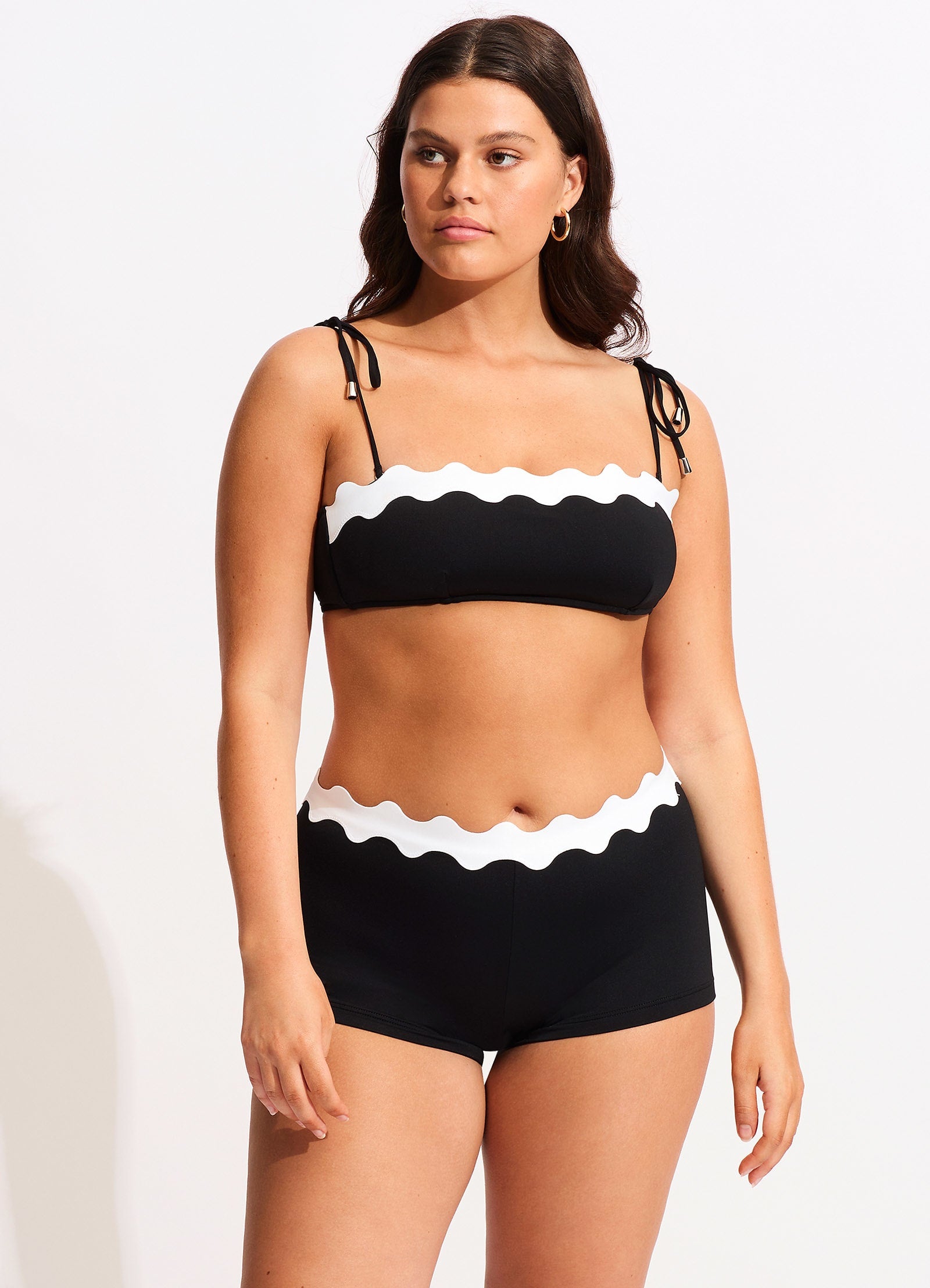 Gia Ric Rac Boyleg Bikini Bottom - Black - Black view 6