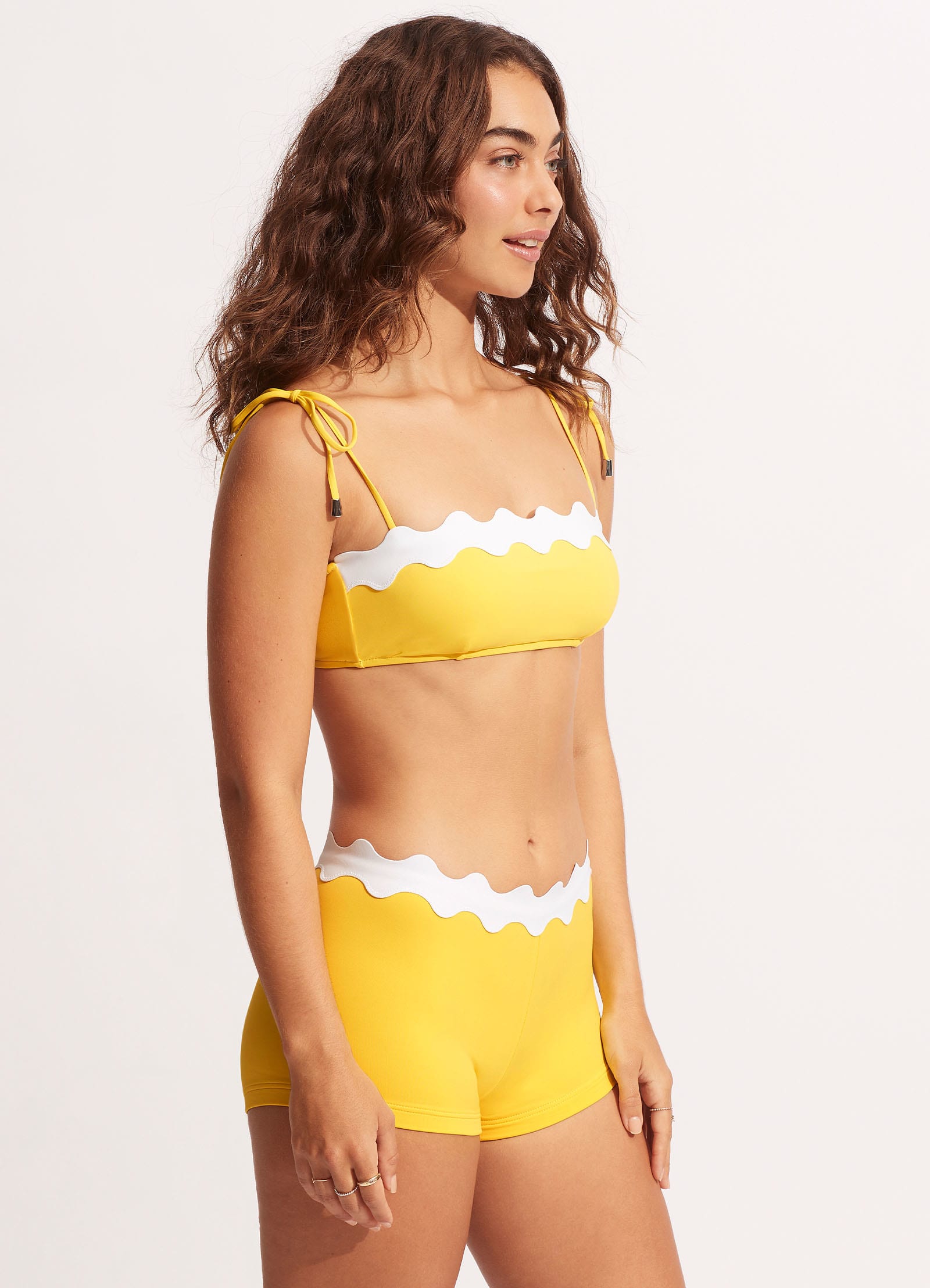 Gia Ric Rac Boyleg Bikini Bottom - Citron - Citron view 3