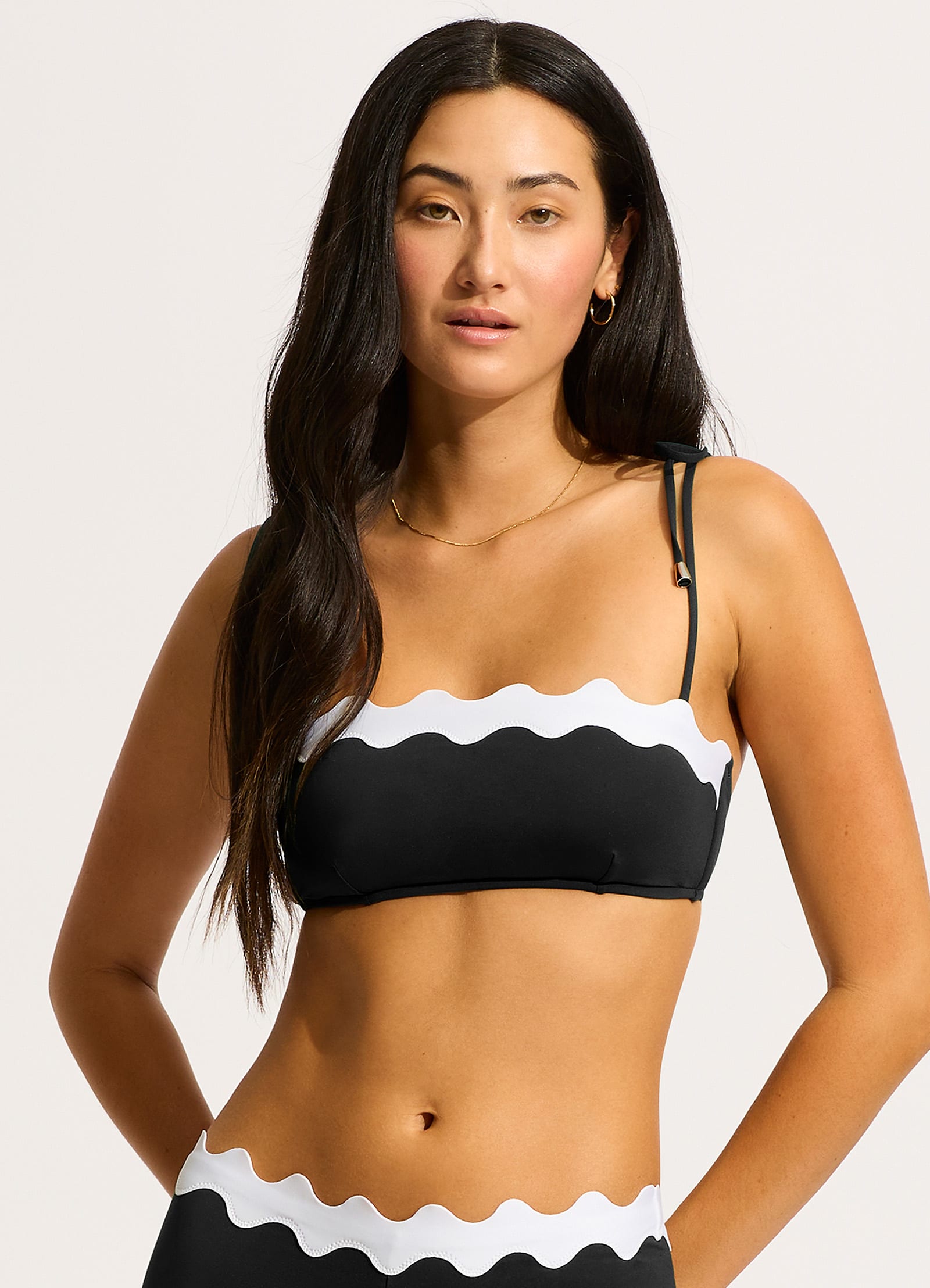 Gia Ric Rac Bustier Bandeau Bikini Top - Black - Black view 2