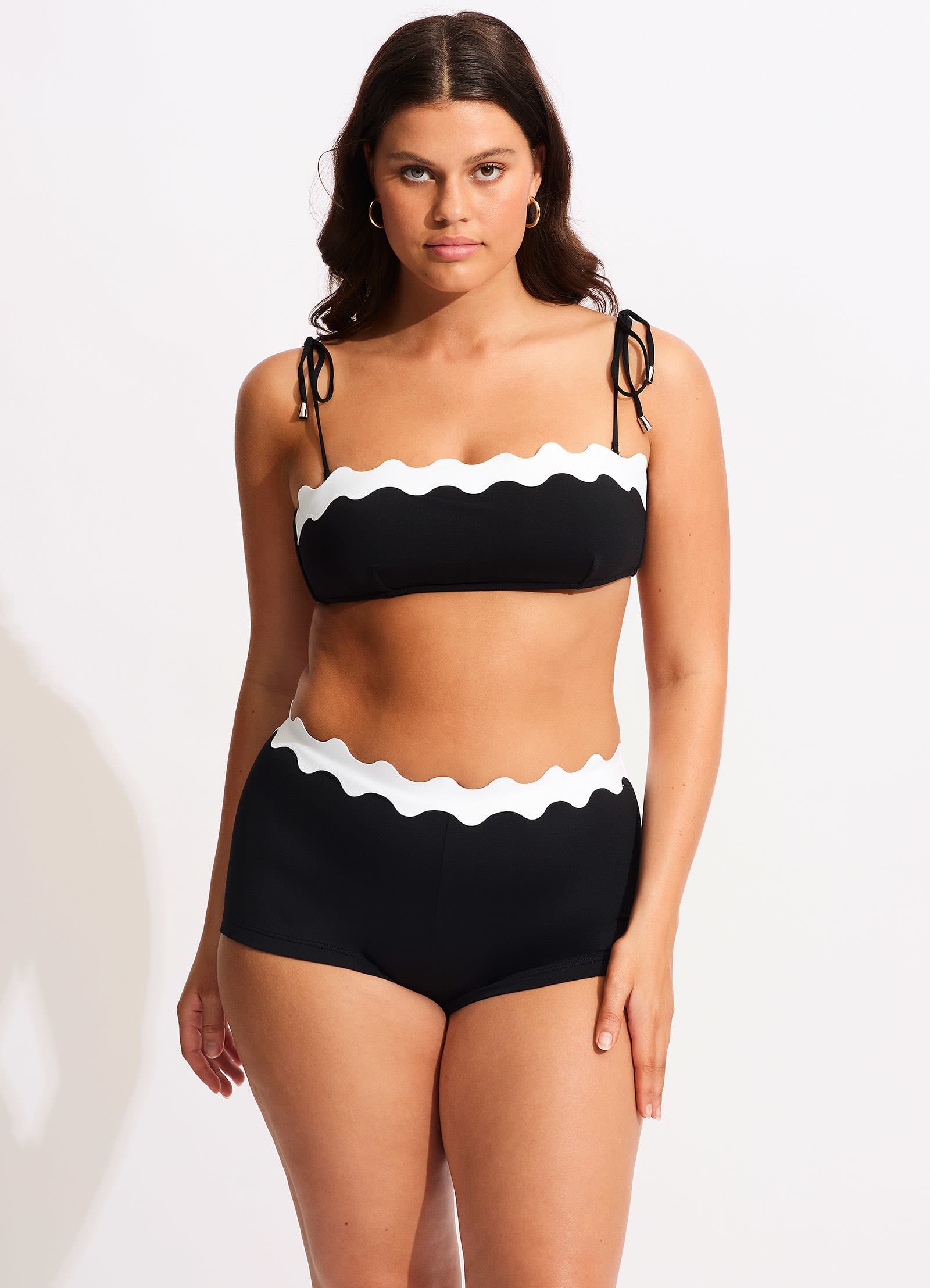 Gia Ric Rac Bustier Bandeau Bikini Top - Black - Black view 5