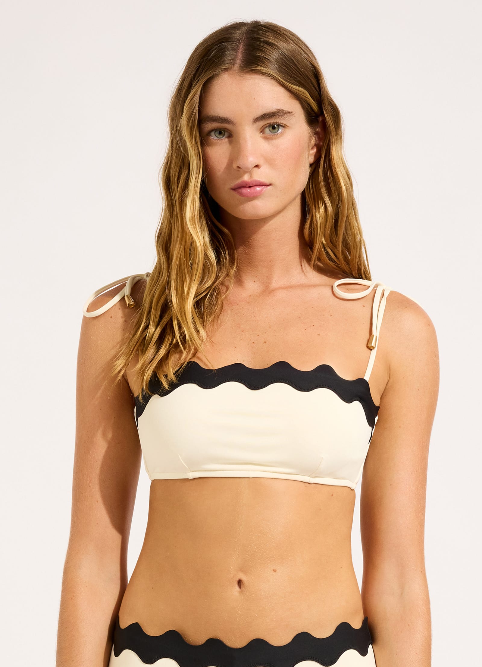Gia Ric Rac Bustier Bandeau Bikini Top - Ecru - Ecru view 2