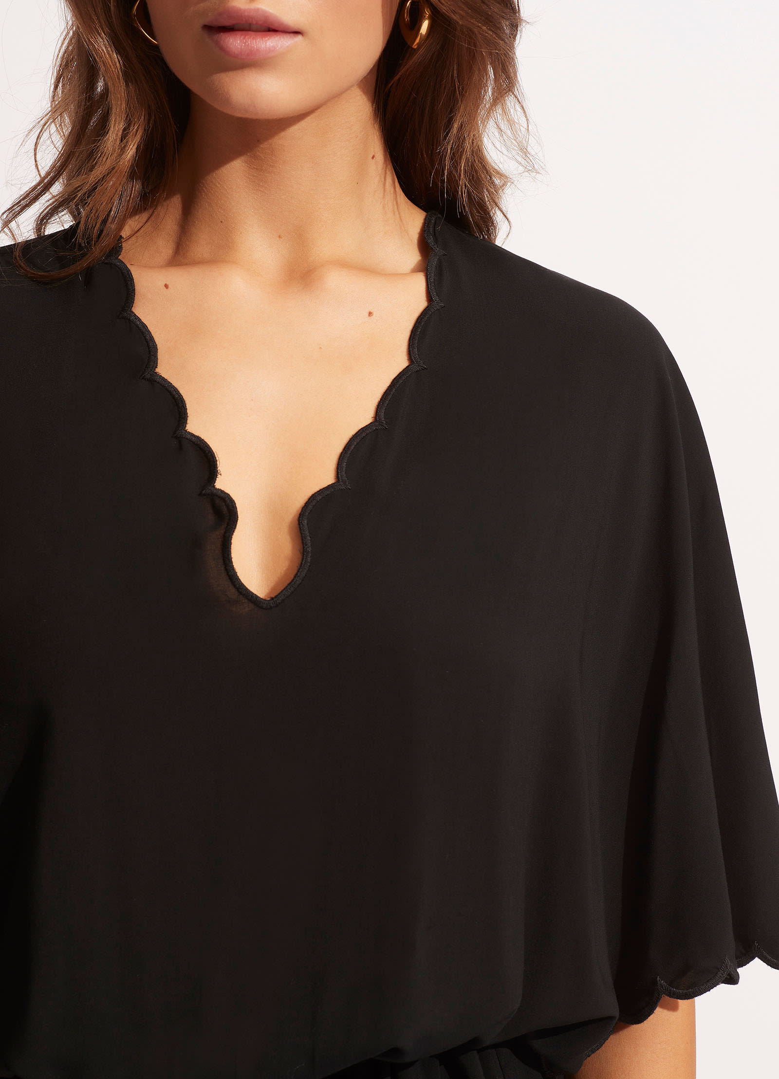 Gia Scallop Kaftan - Black - Black view 4