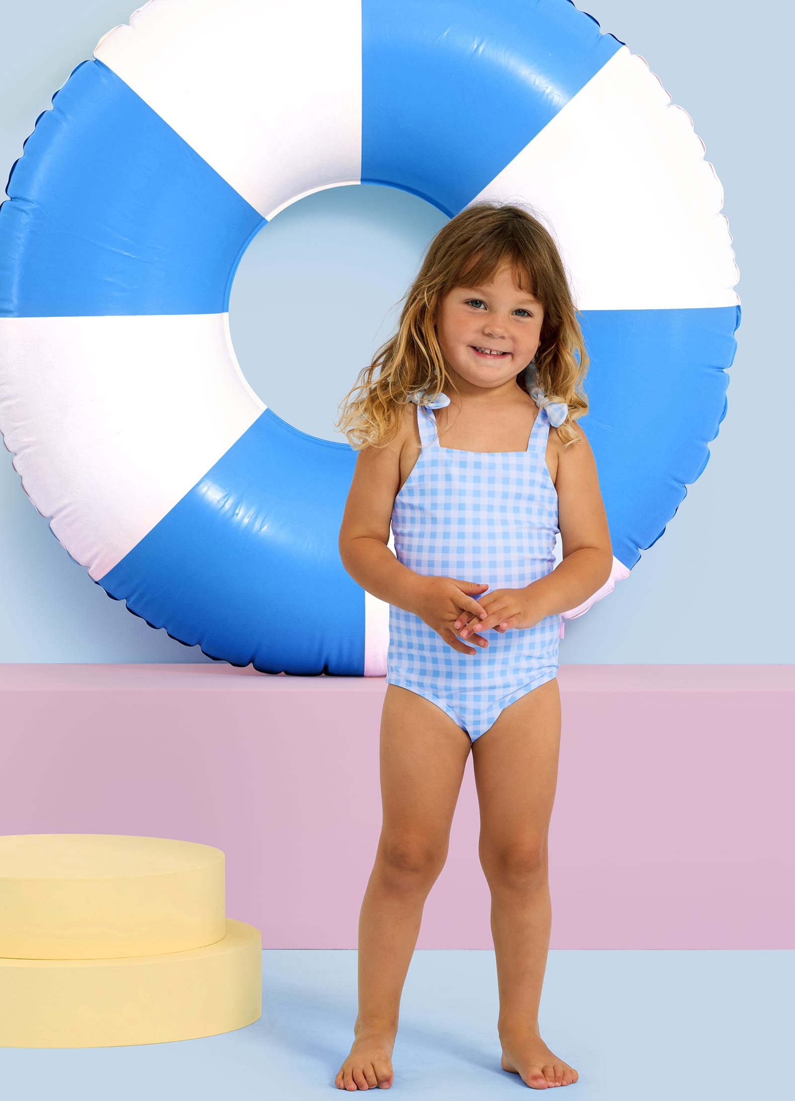 Gingham Bow One Piece - Placid Blue - Placid Blue view 6