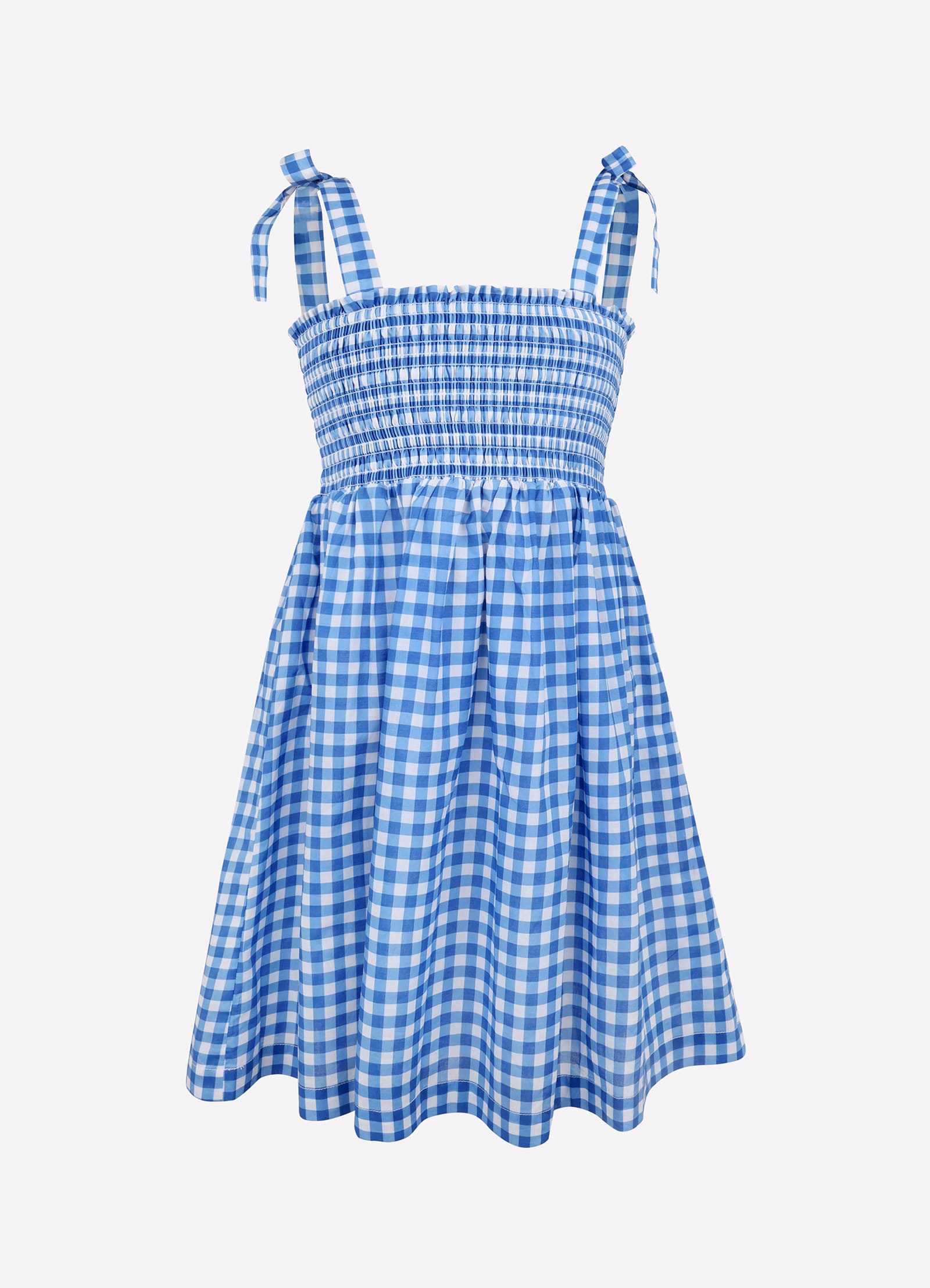 Gingham Shirred Dress - Blue Lottie - Blue Lottie view 3