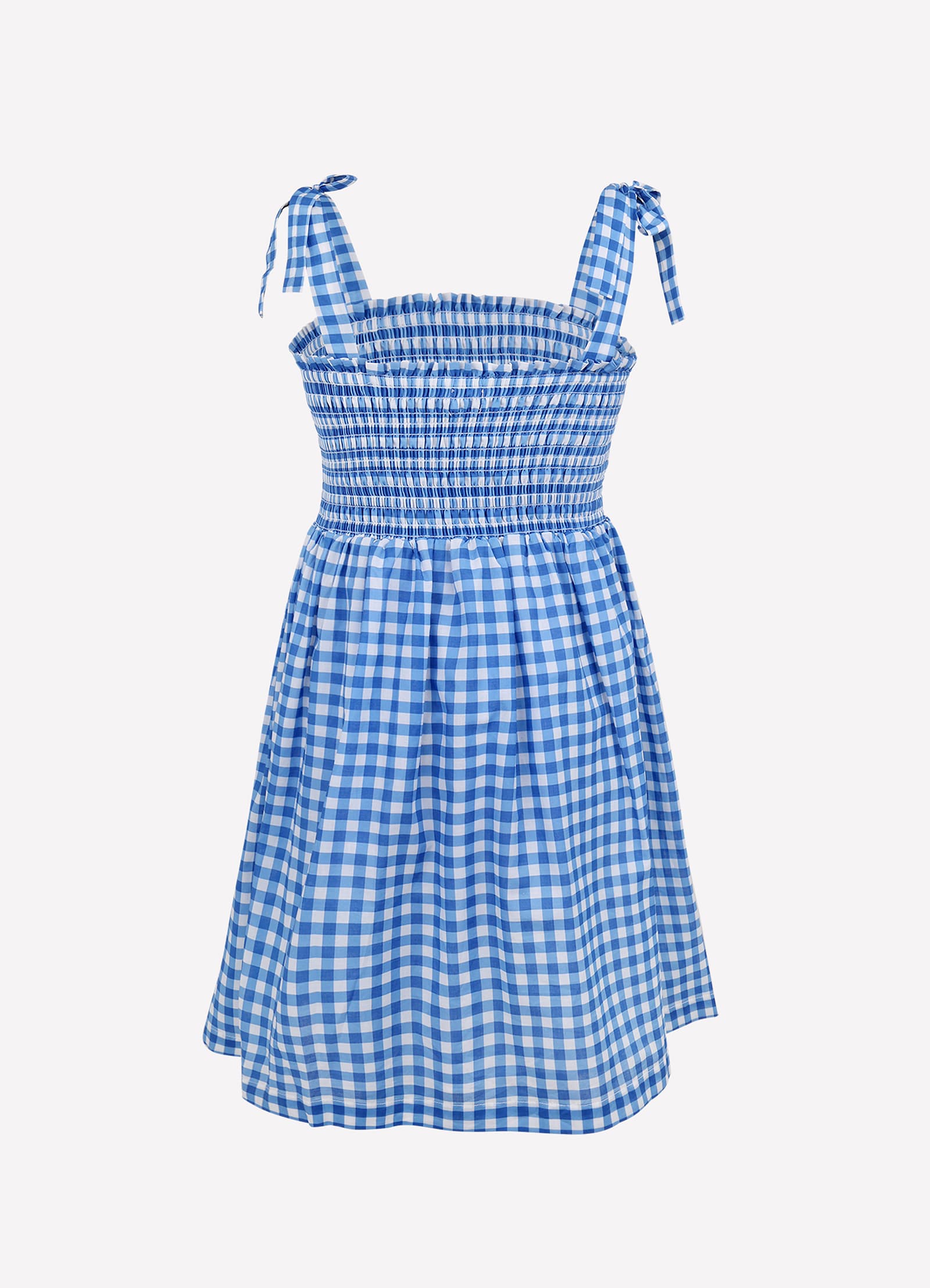 Gingham Shirred Dress - Blue Lottie - Blue Lottie view 4