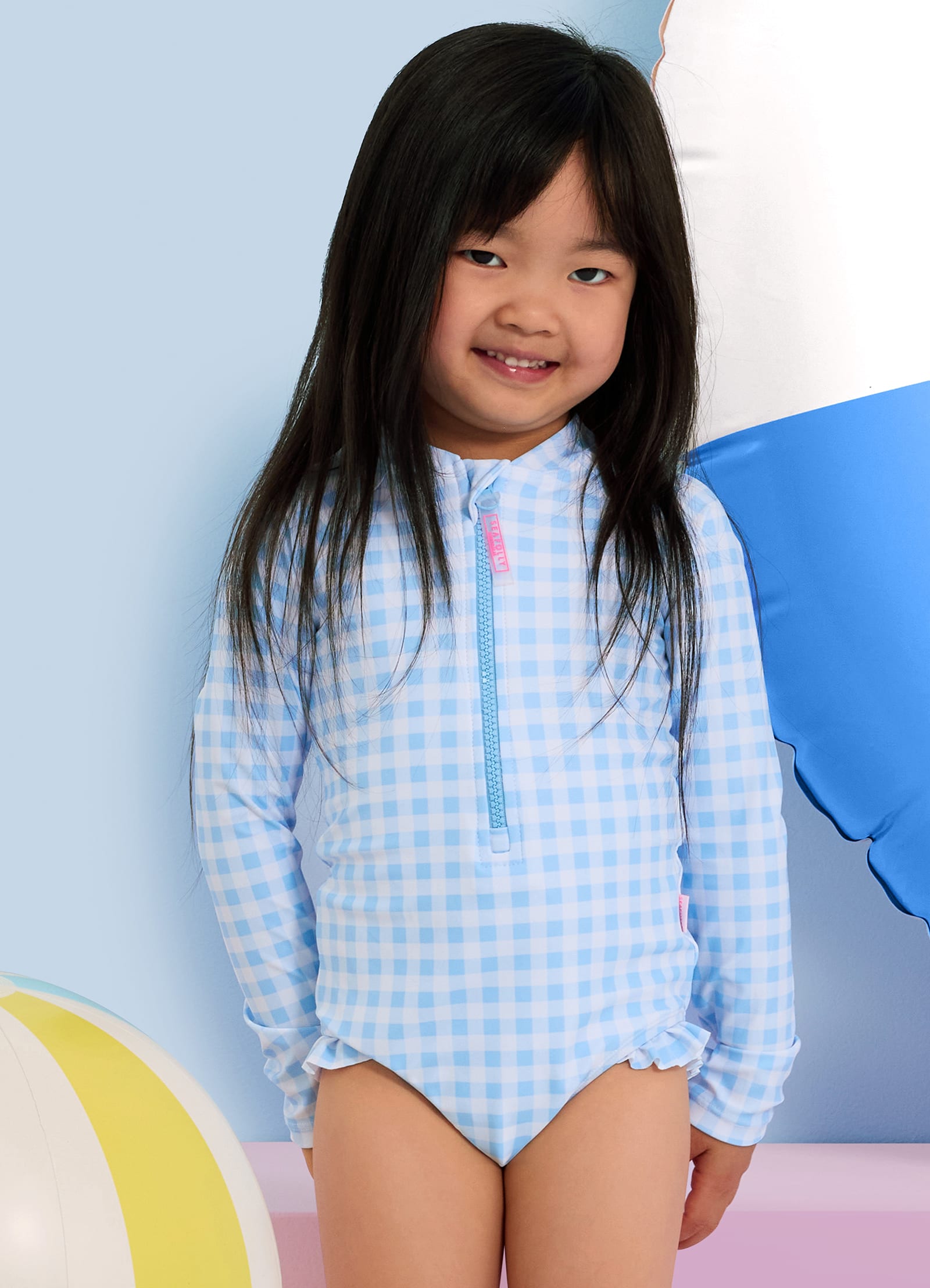 Gingham Sunsuit - Placid Blue - Placid Blue