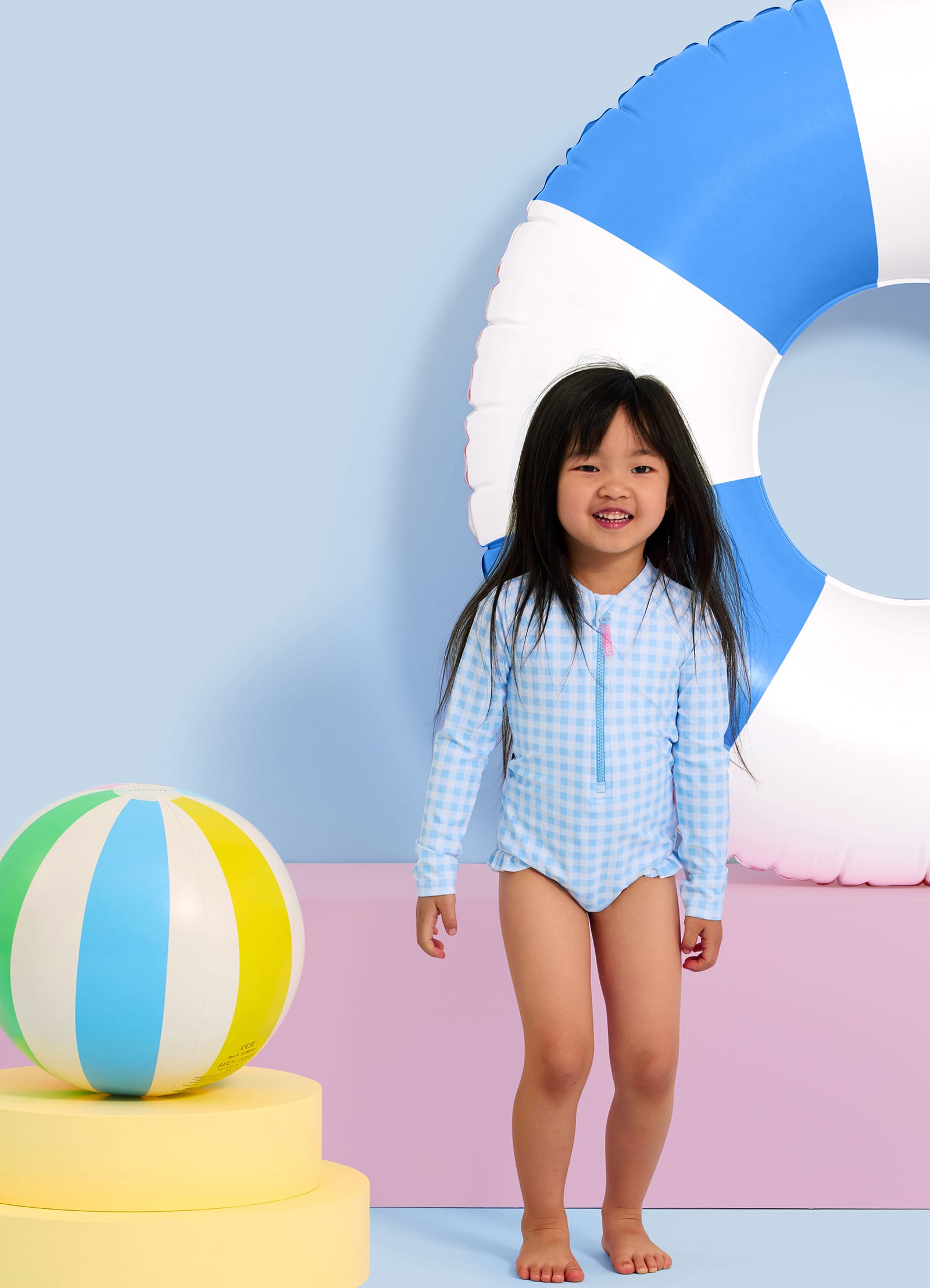 Gingham Sunsuit - Placid Blue - Placid Blue view 2