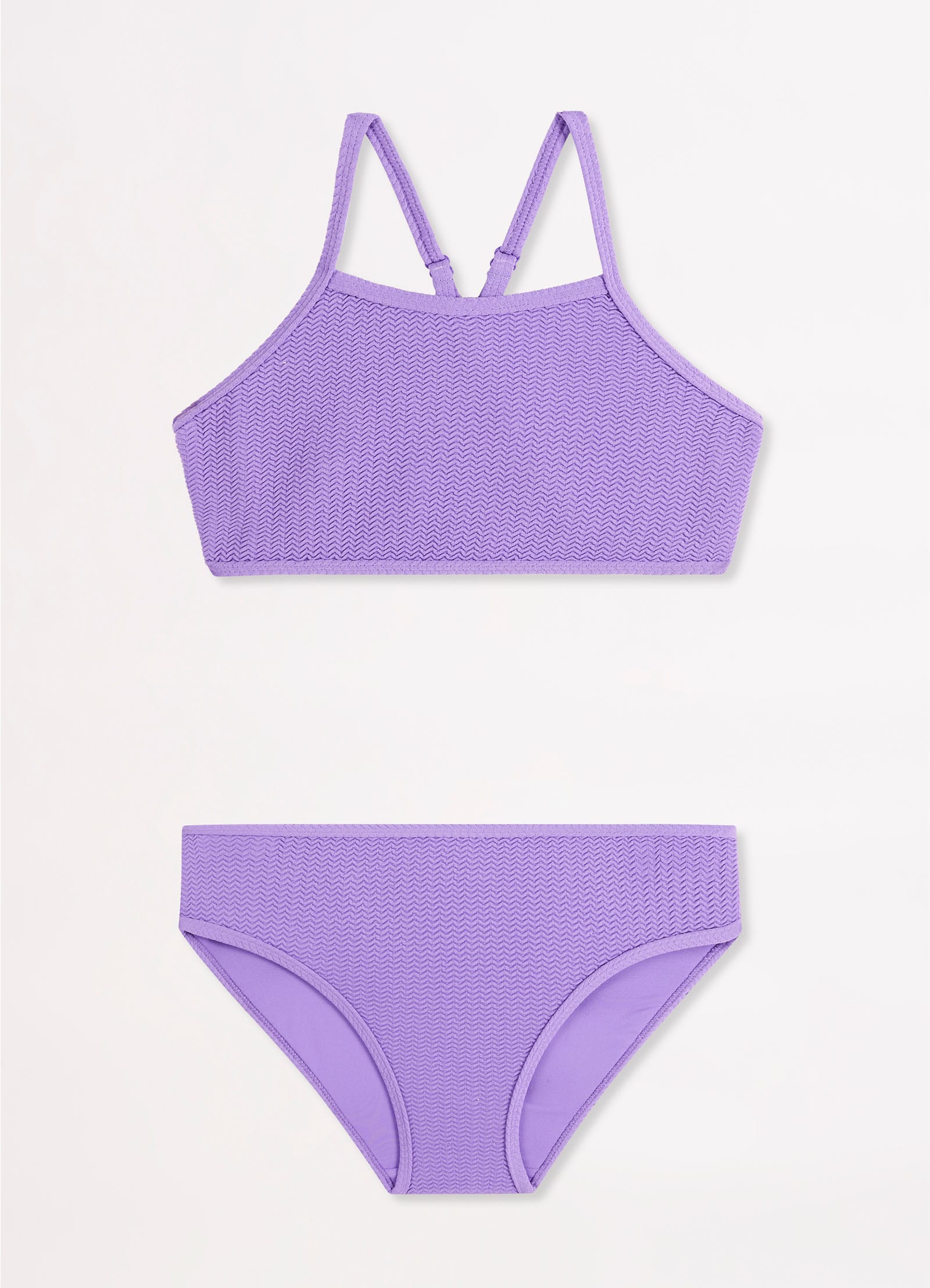 Girls Crossover Back Bikini Set - Lilac - Lilac