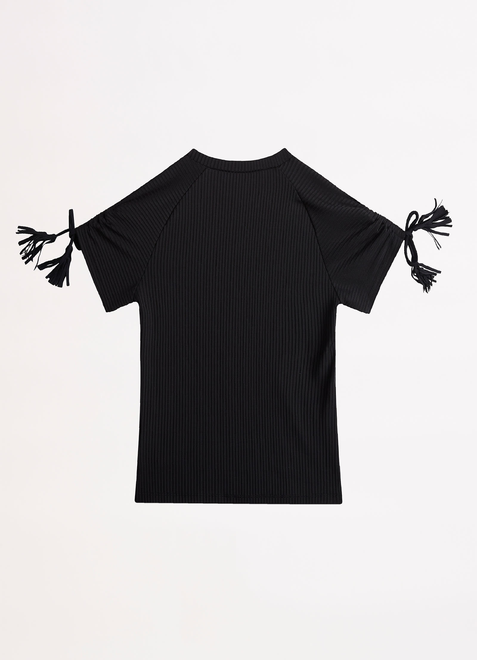 Girls Ruched Sleeve Rash Vest  - Black - Black view 2