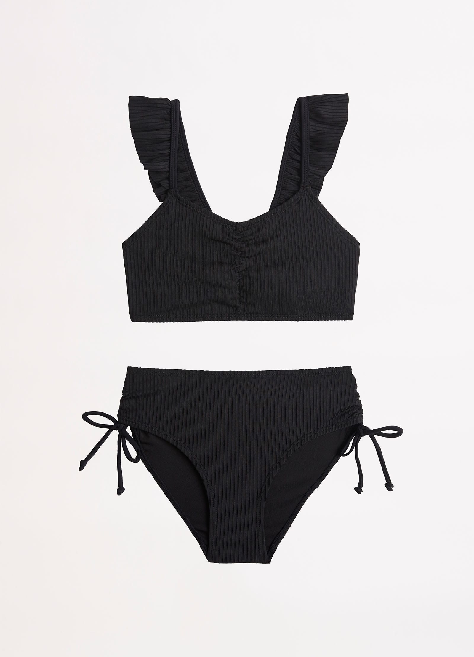 Girls Ruffle Bikini - Black - Black
