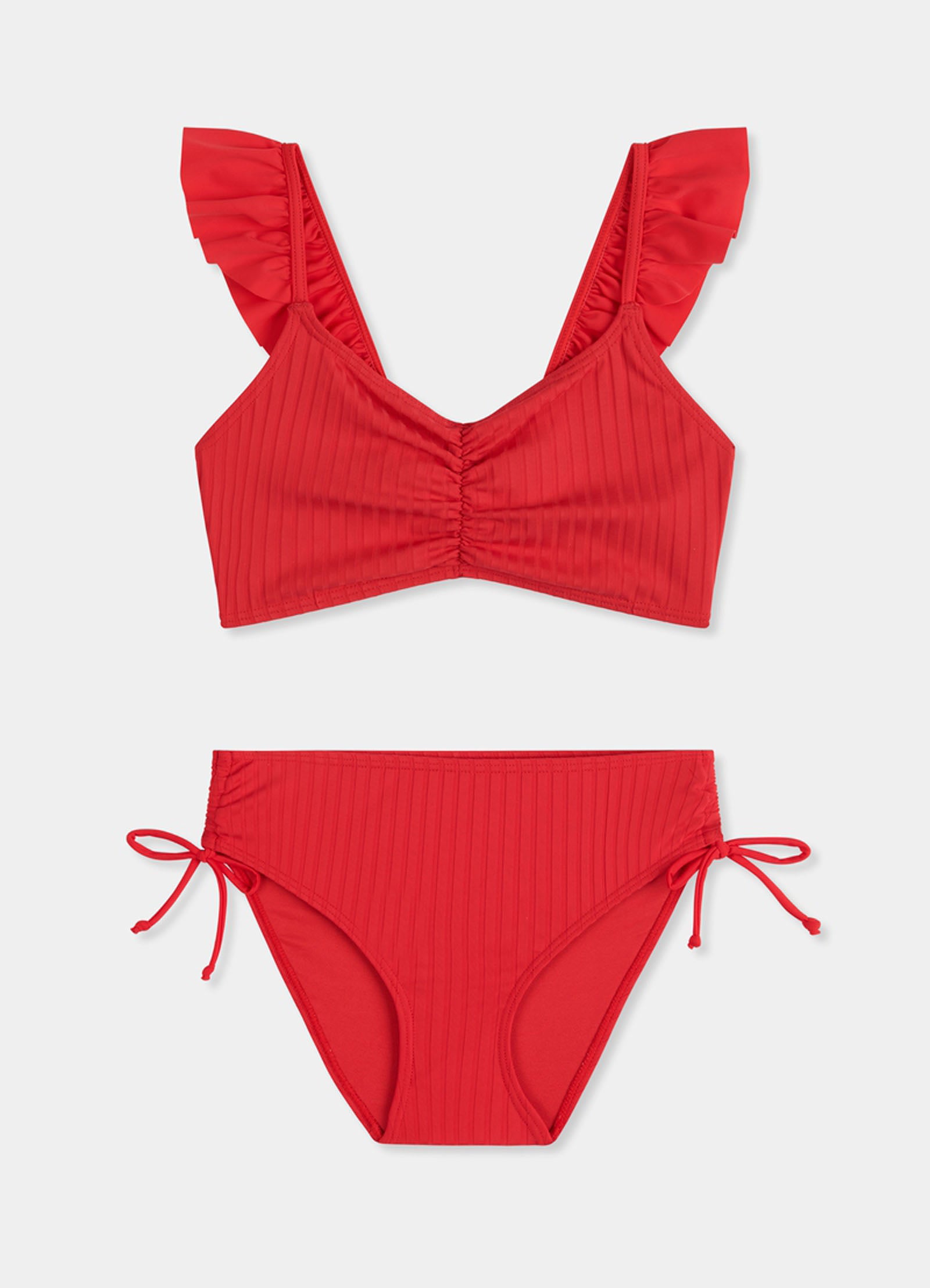 Girls Ruffle Bikini - Chilli Red - Chilli Red