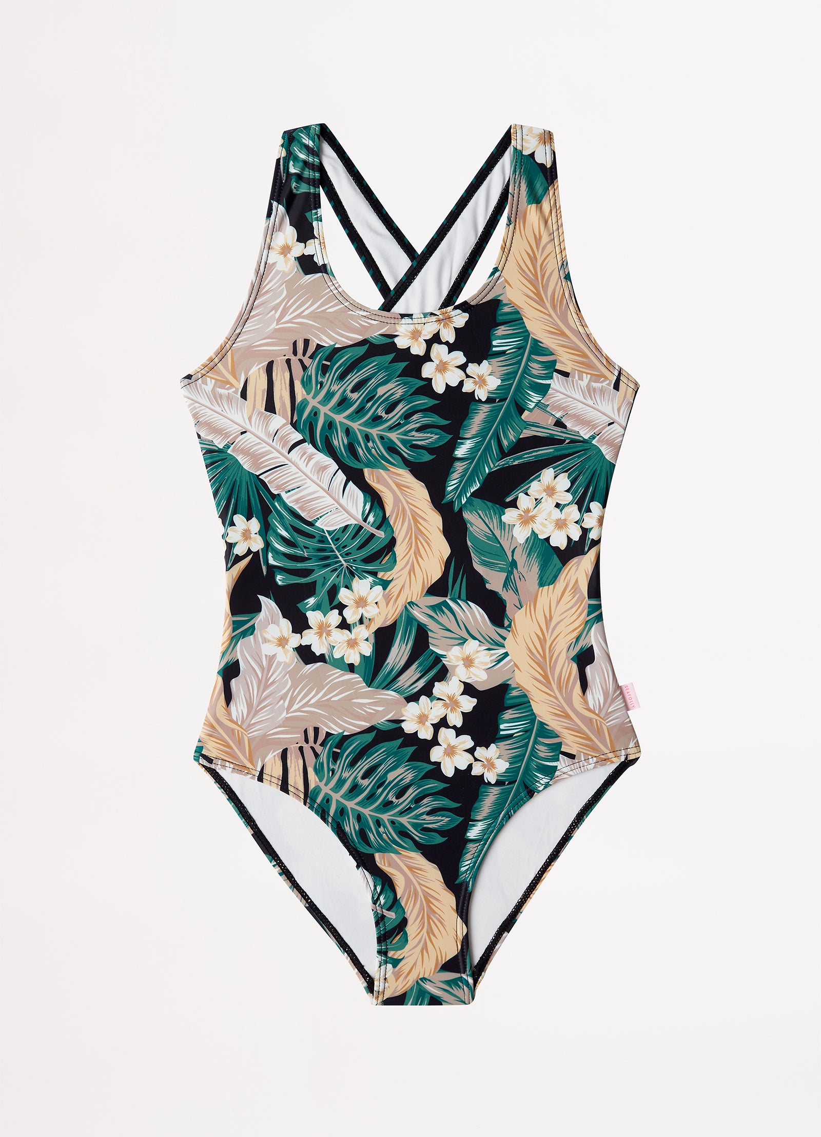 Girls Saint Lucia Crossover Back One Piece  - Saint Lucia - Saint Lucia view 2