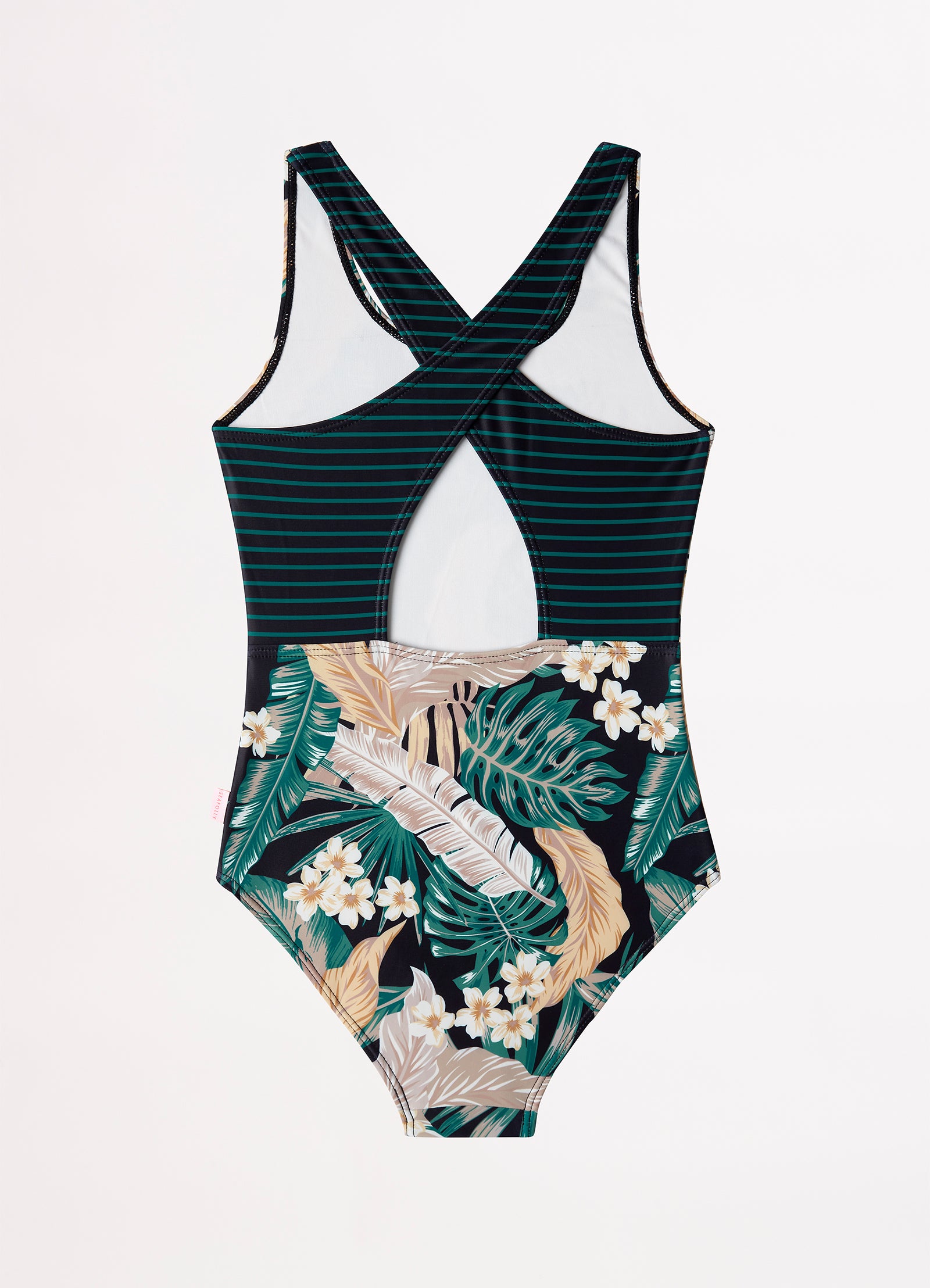 Girls Saint Lucia Crossover Back One Piece  - Saint Lucia - Saint Lucia view 3