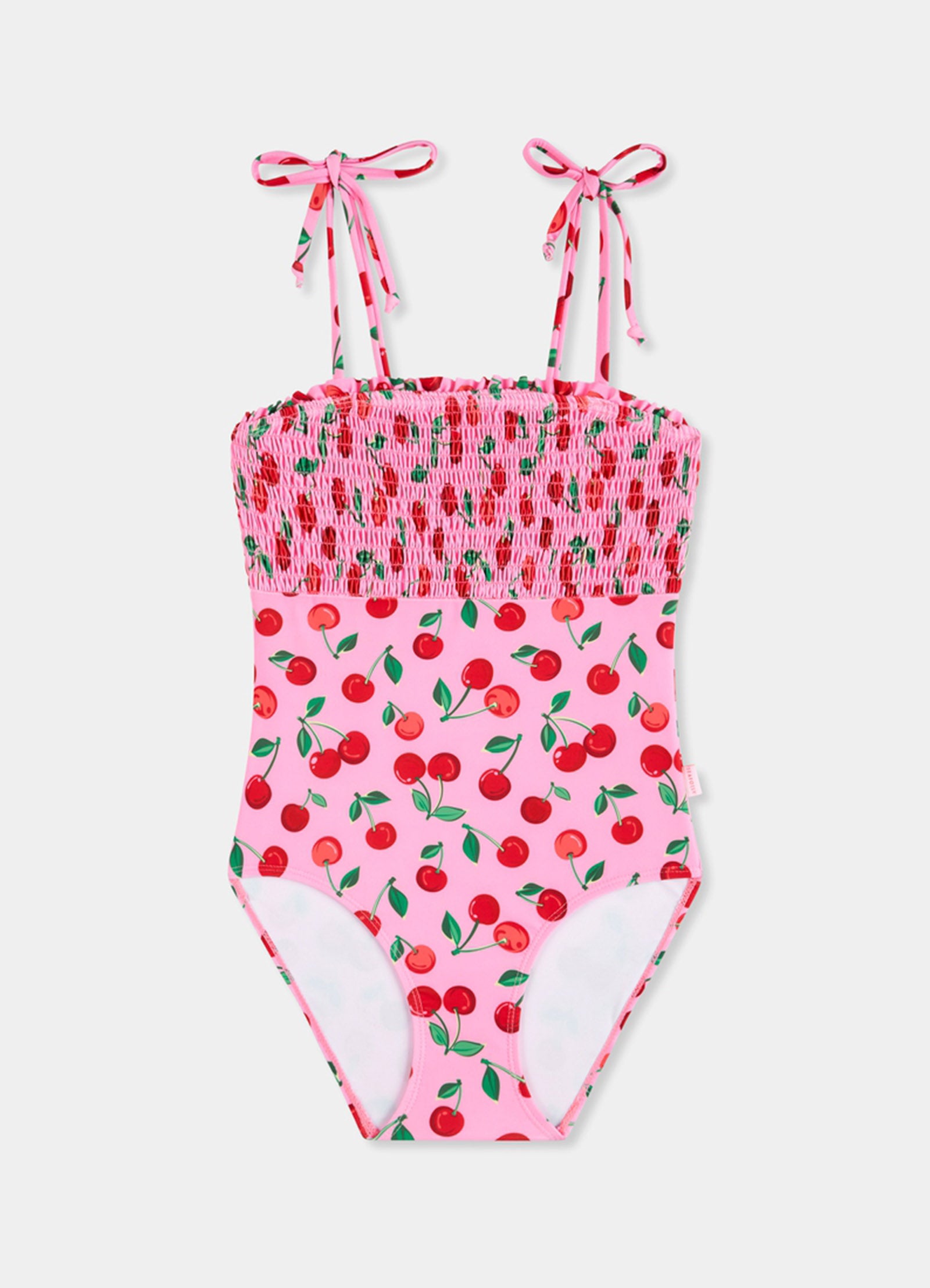 Girls Shirred One Piece - Cherry - Cherry