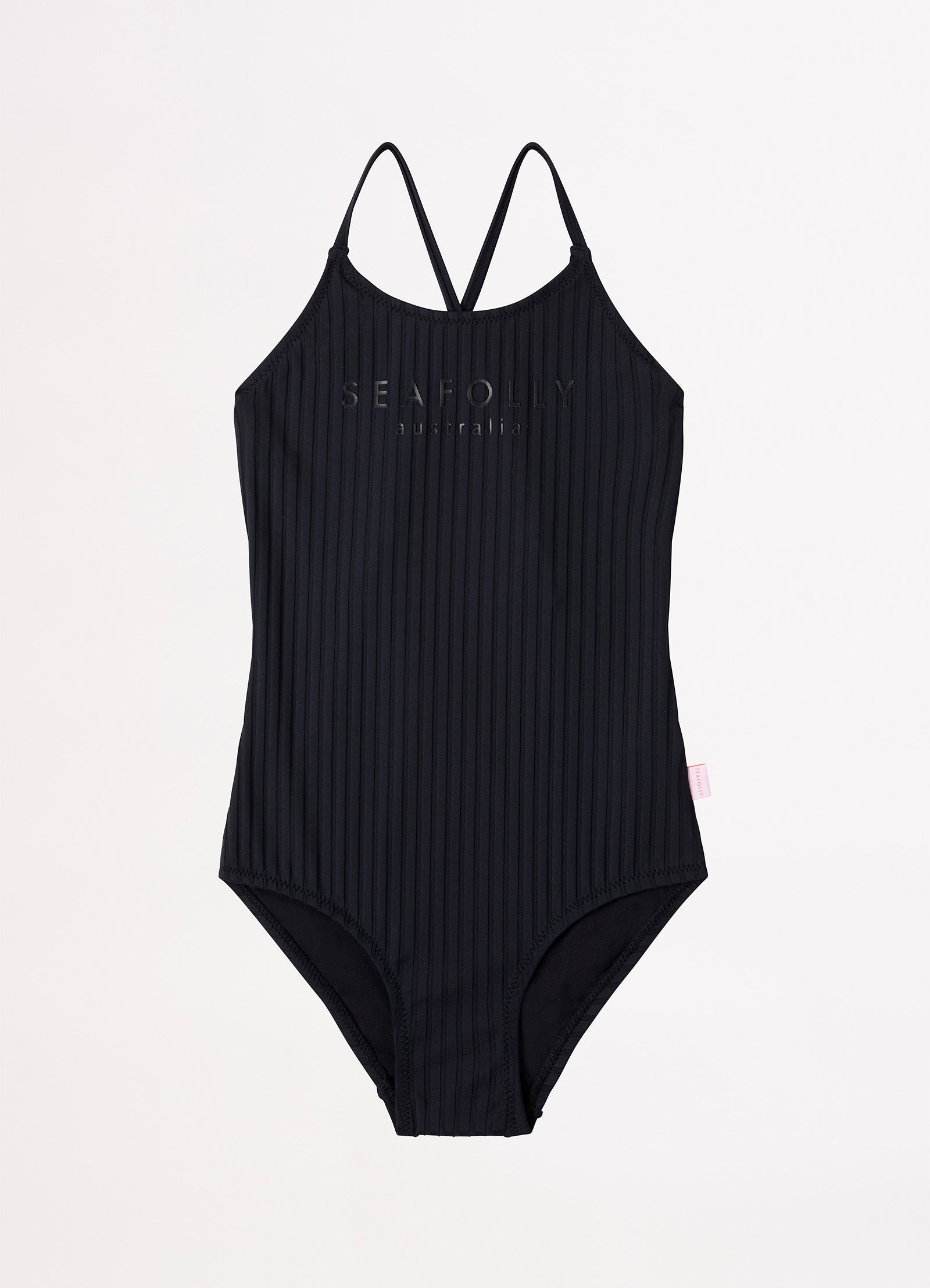 Girls Summer Essential Crossover Strap One Piece  - Black - Black view 2