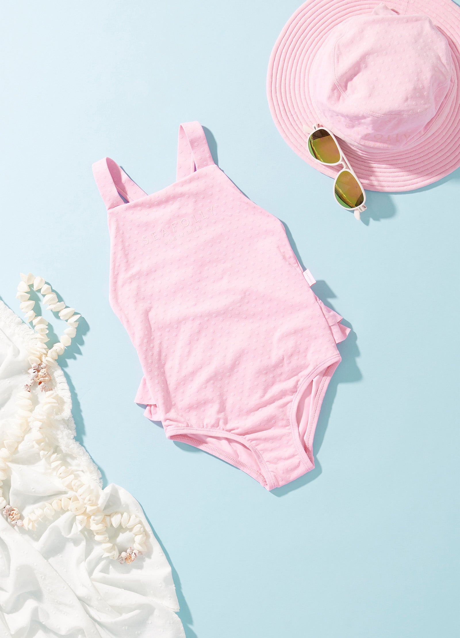 Girls Summer Essential Square Neck One Piece - Sweet Lilac - Sweet Lilac