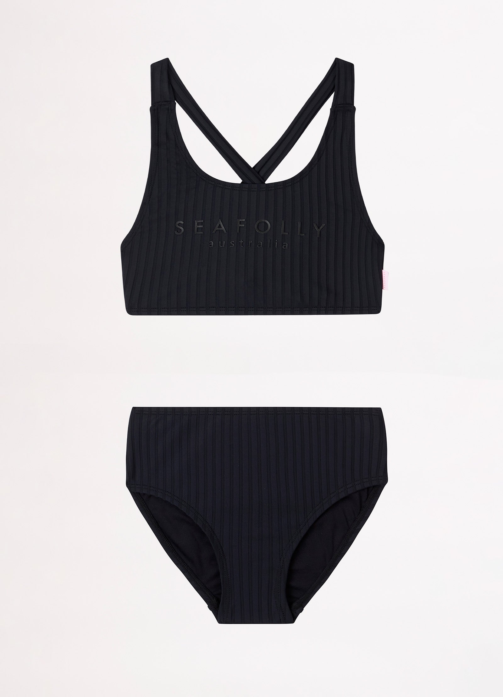 Girls Summer Essential Tie Back Bikini  - Black - Black view 2