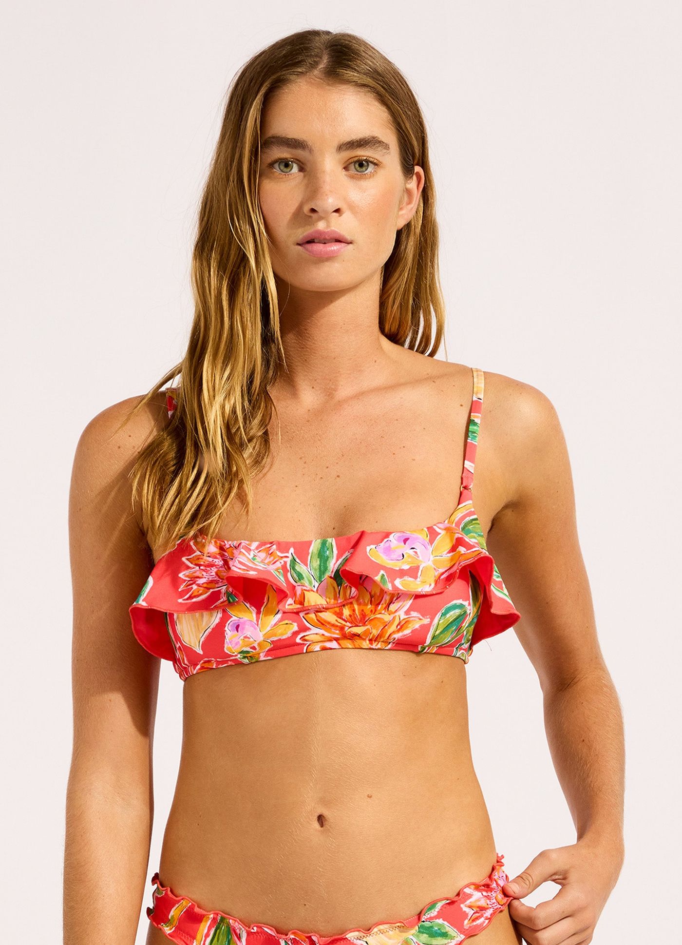 Hothouse Flowers Bralette Bikini Top - Summer Melon view 2