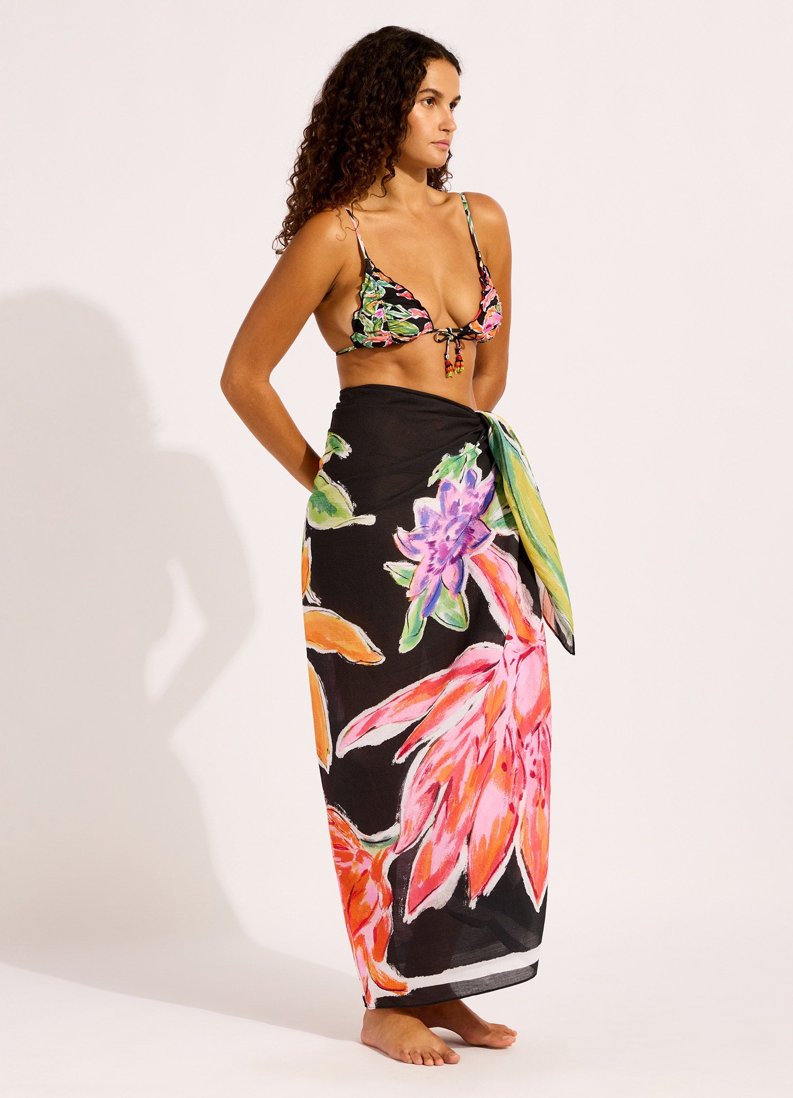 Hothouse Flowers Floral Sarong - Black view 2