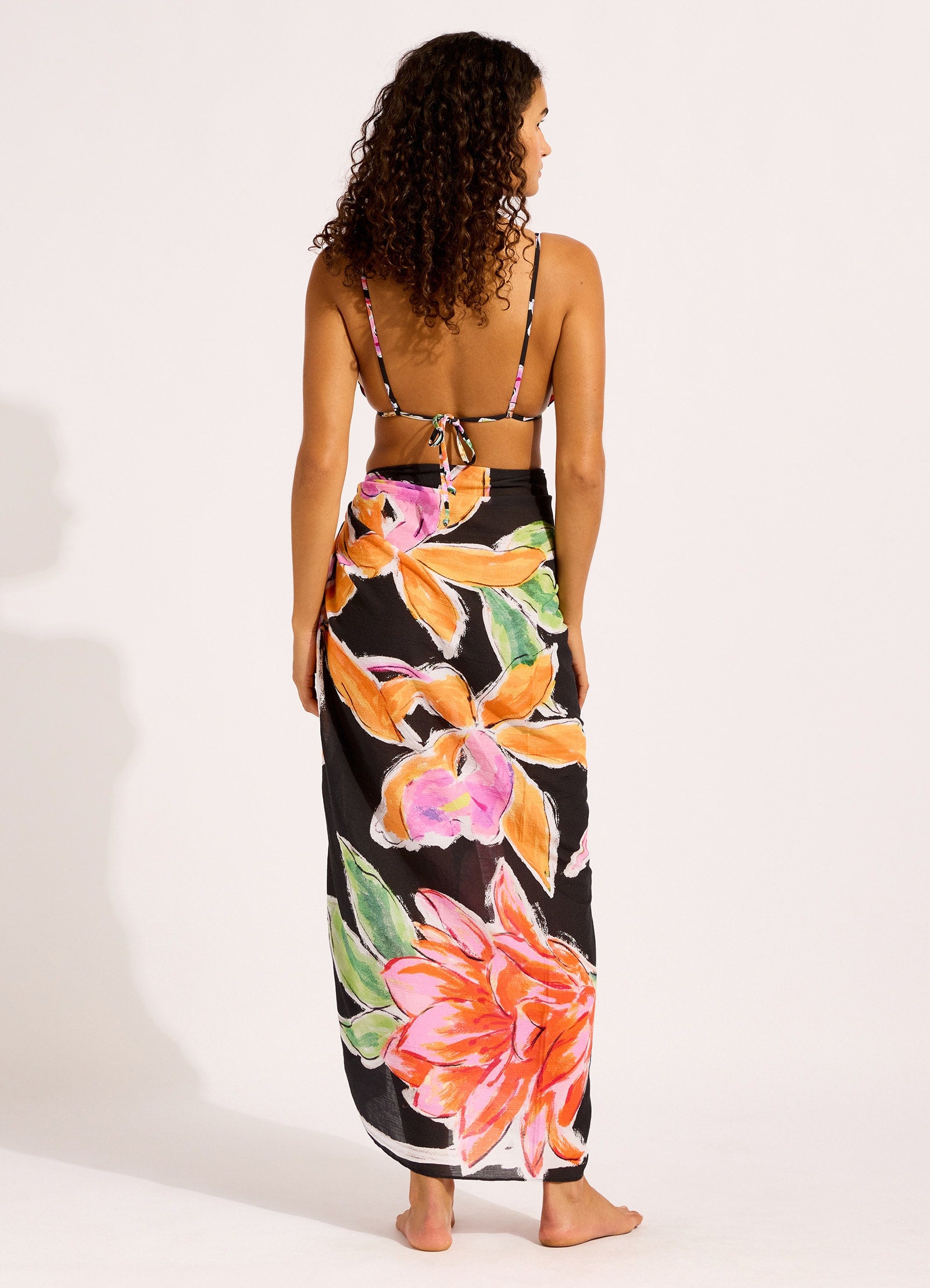 Hothouse Flowers Floral Sarong - Black view 3