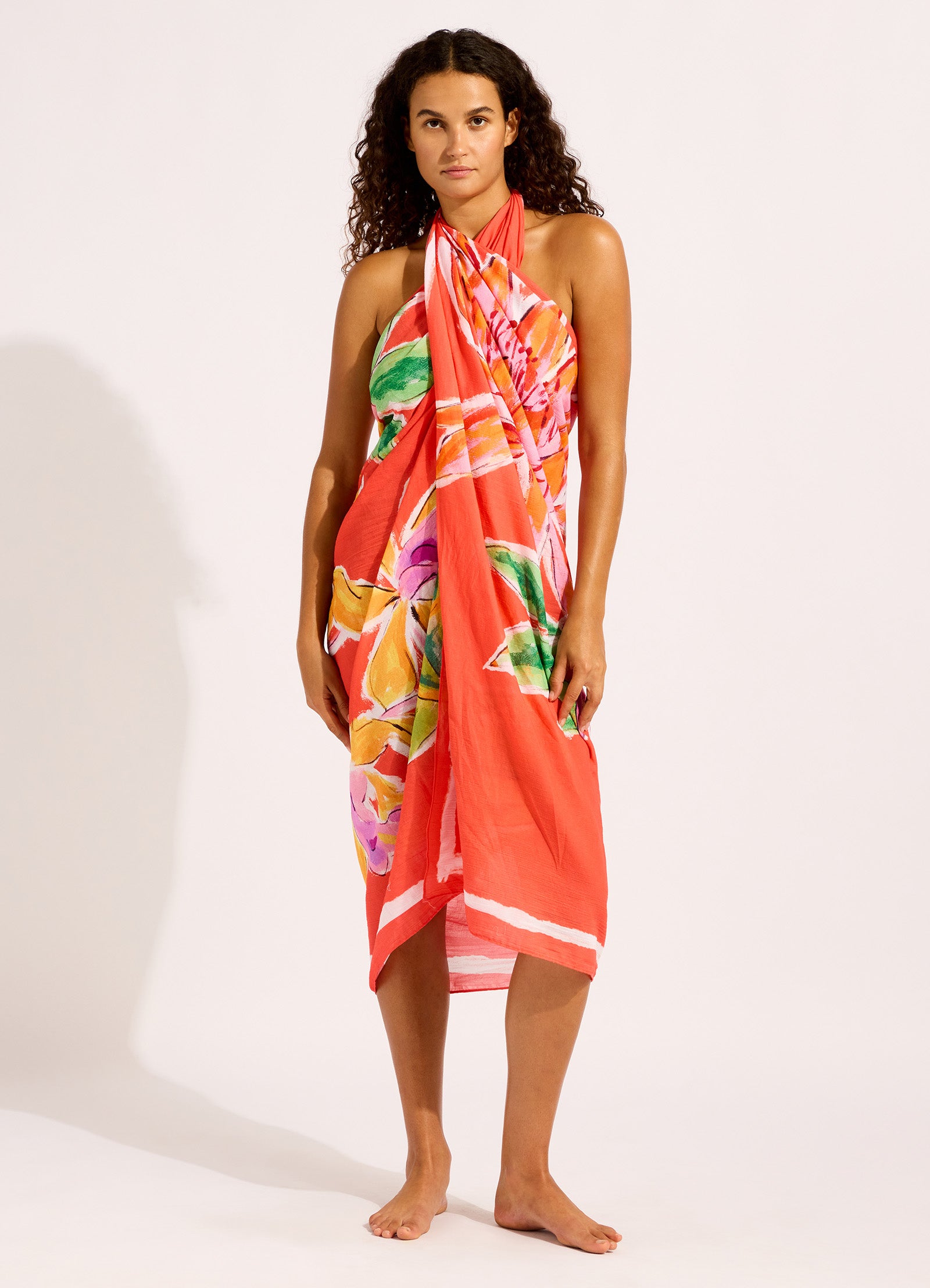 Hothouse Flowers Floral Sarong - Summer Melon view 5