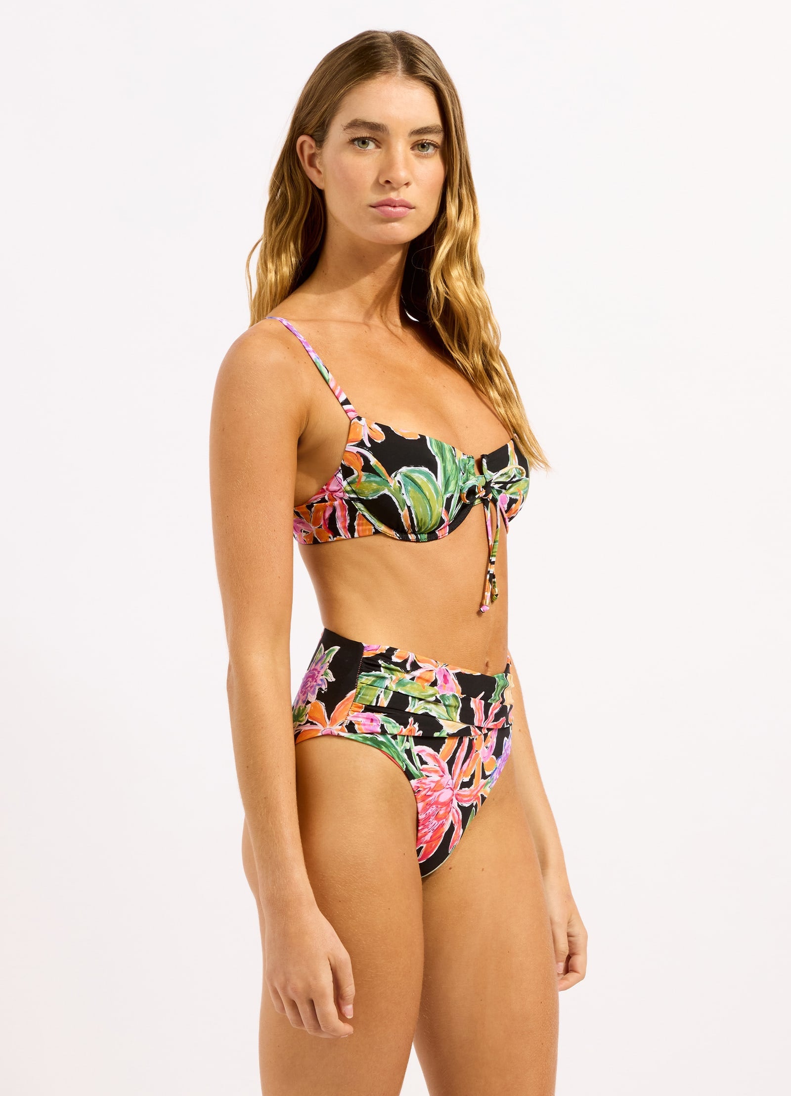 Hothouse Flowers High Waist Bikini Bottom - Black view 3