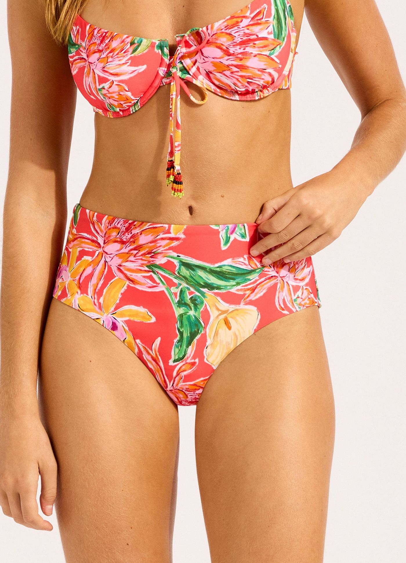 Hothouse Flowers High Waist Bikini Bottom - Summer Melon view 2